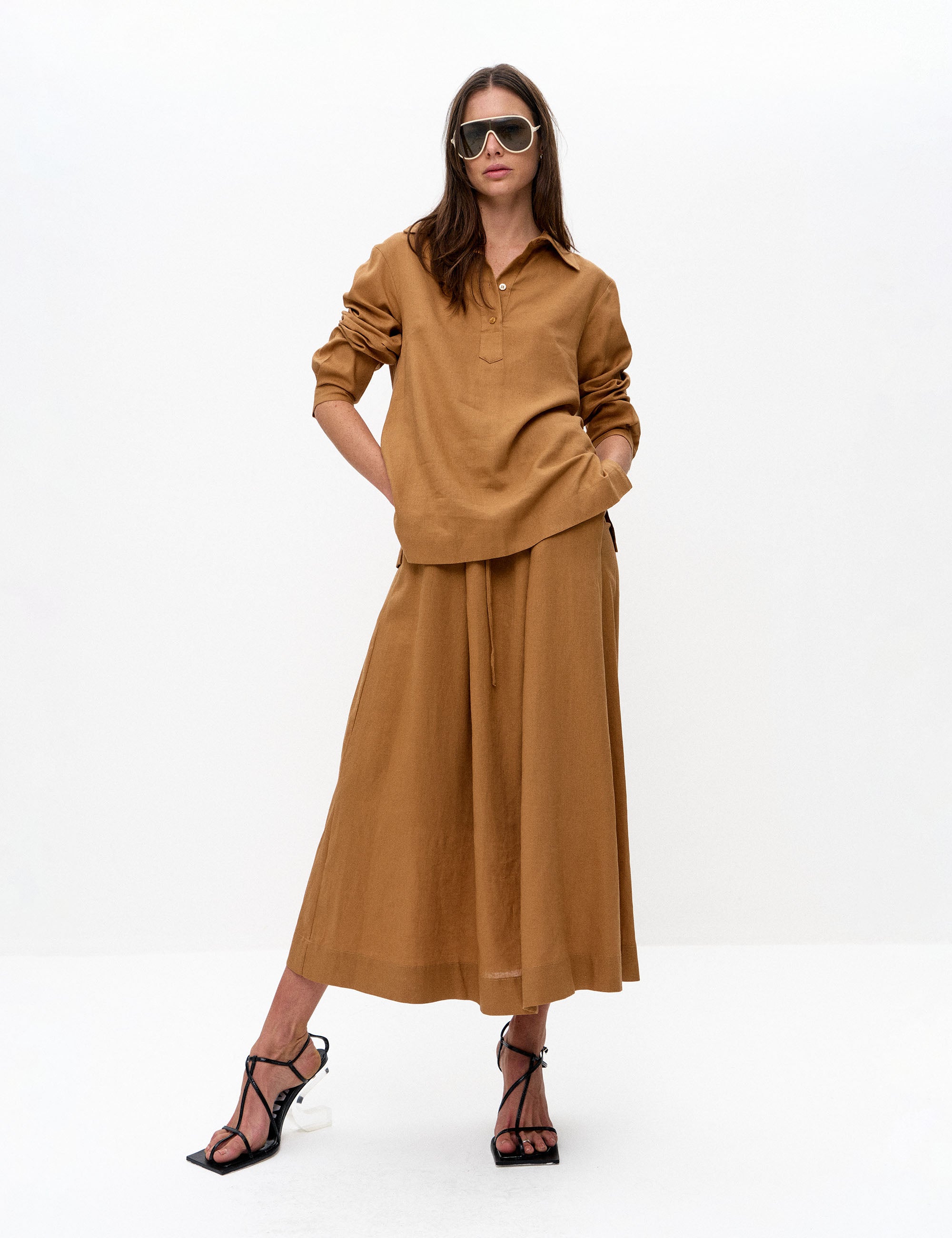 Camisa Ceci Viscolinho  Pecan