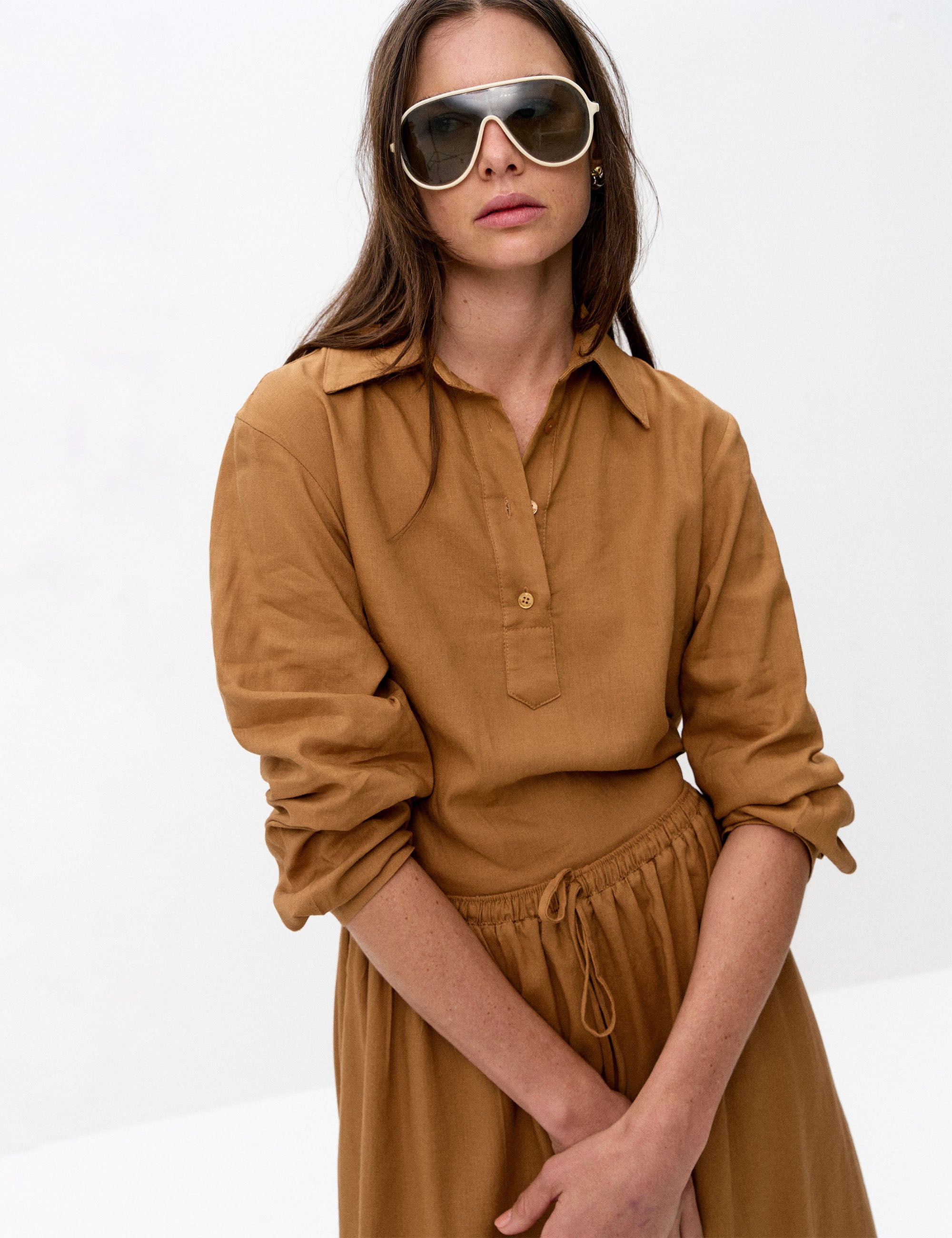 Camisa Ceci Viscolinho  Pecan