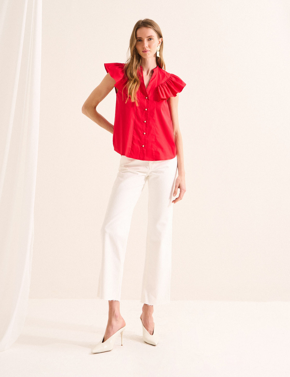Camisa Clara Tricoline Vermelho