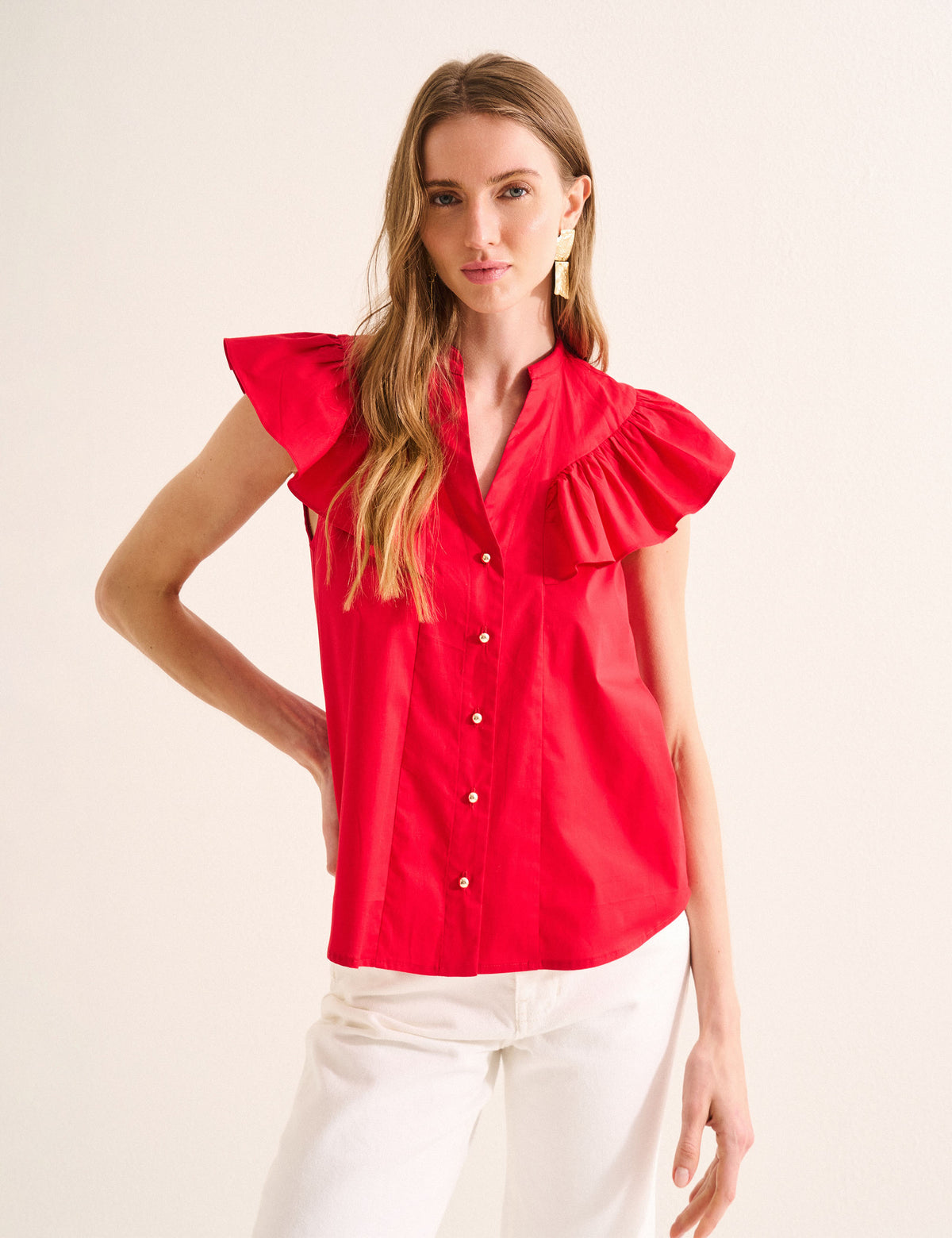 Camisa Clara Tricoline Vermelho