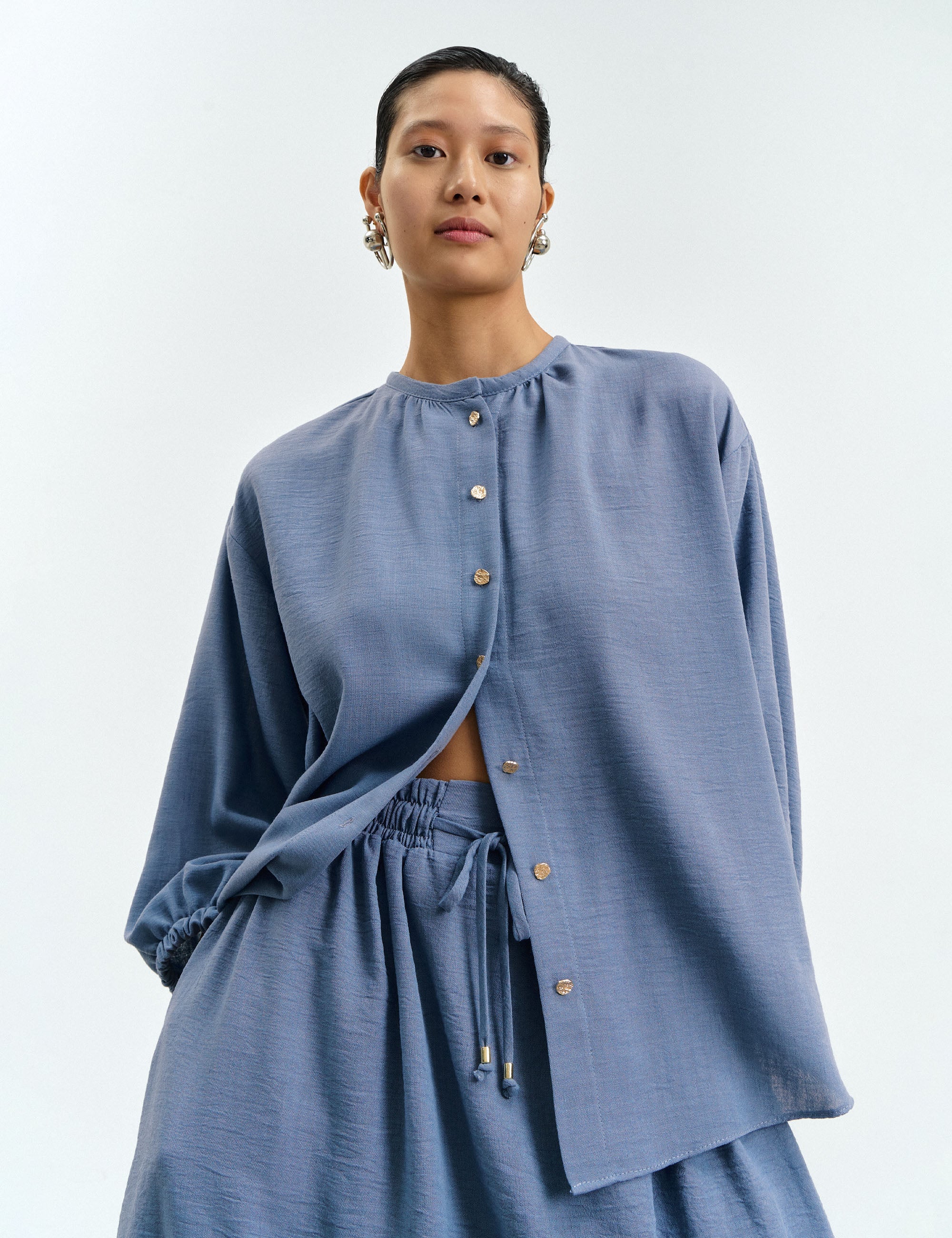 Camisa Fernanda Fluída Azul