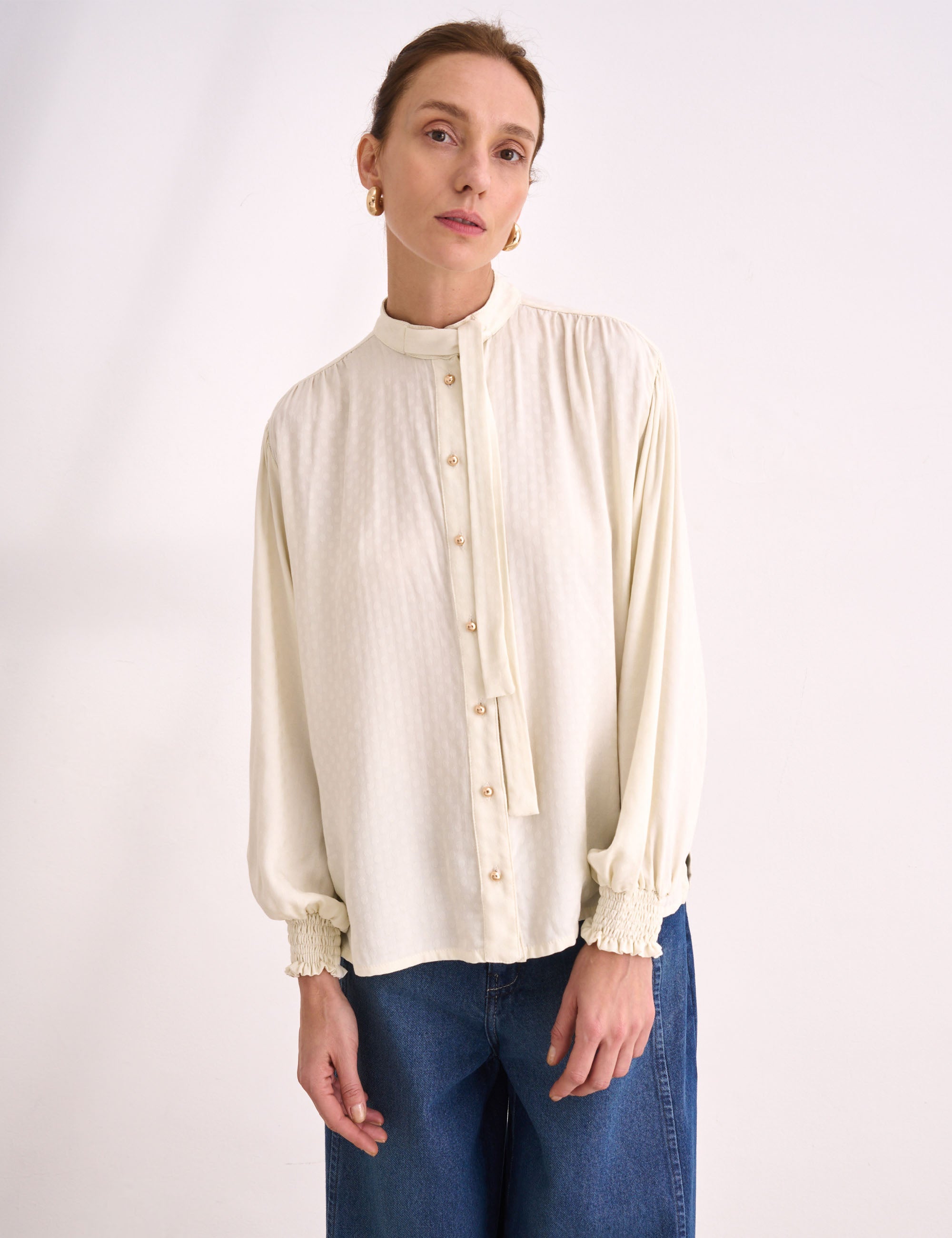 Camisa Karina Jacquard Marfim