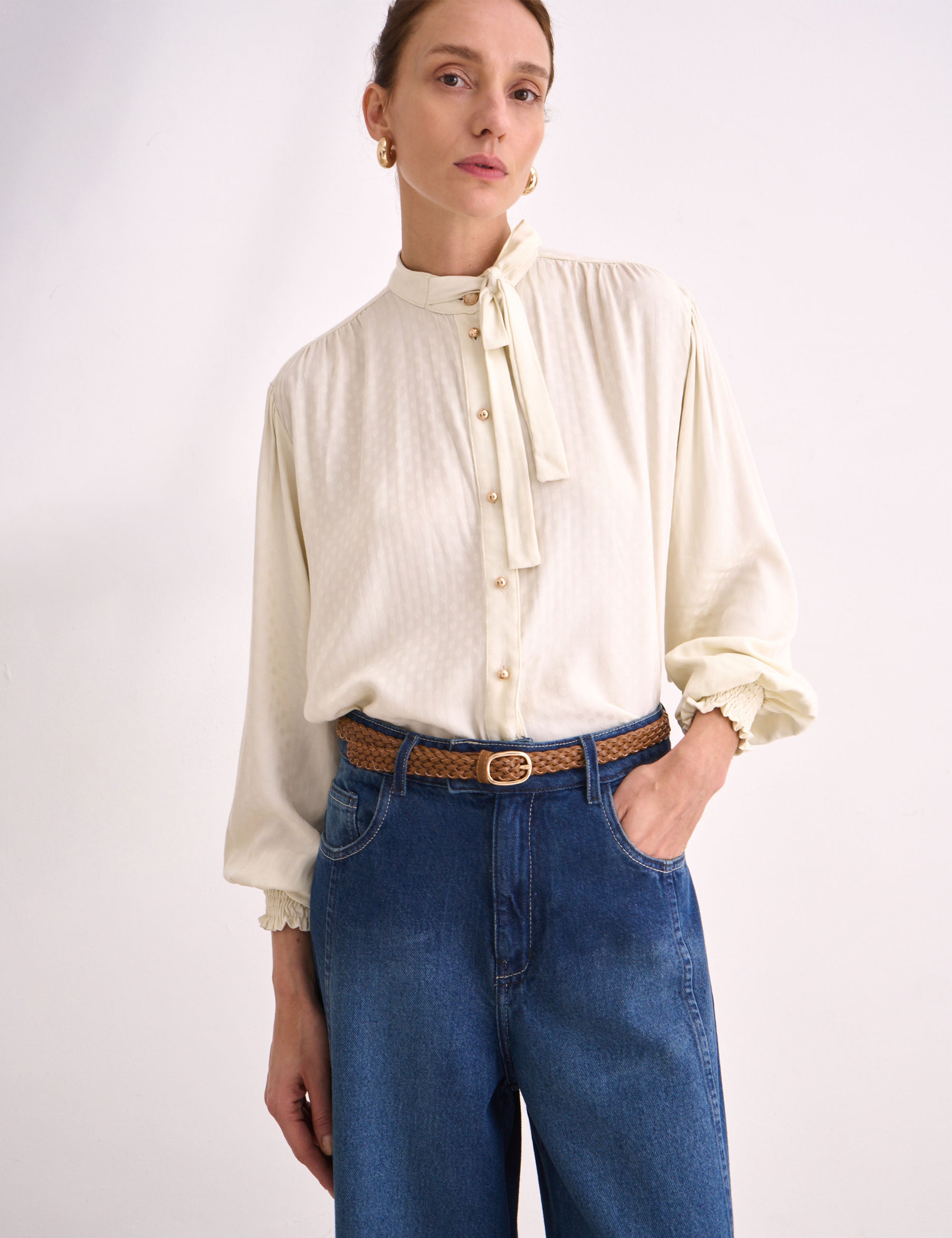Camisa Karina Jacquard Marfim