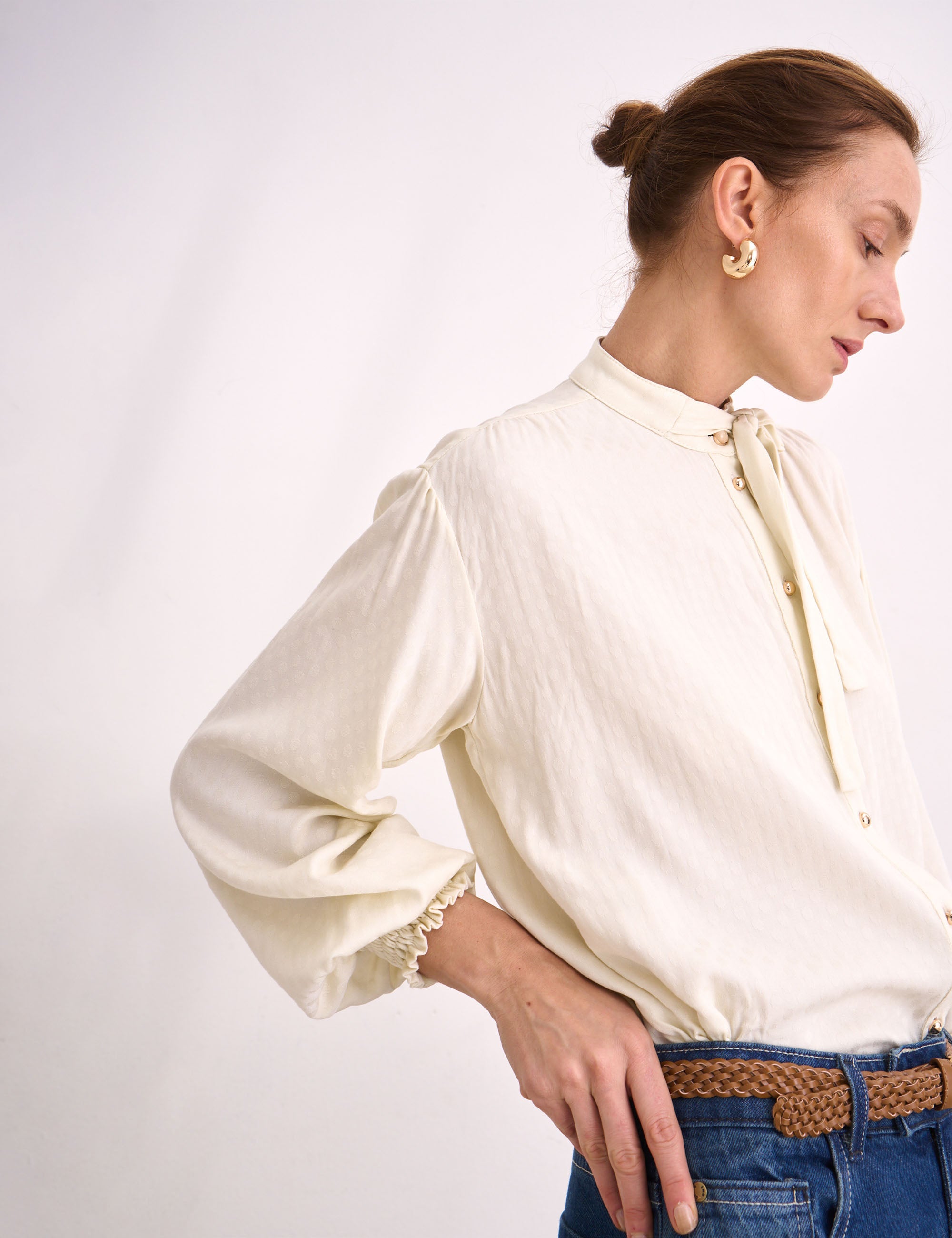 Camisa Karina Jacquard Marfim
