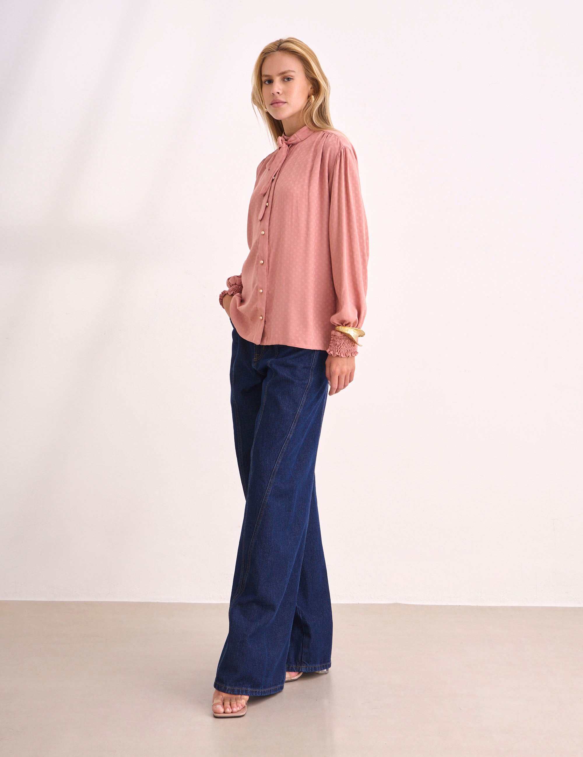 Camisa Karina Jacquard Rose