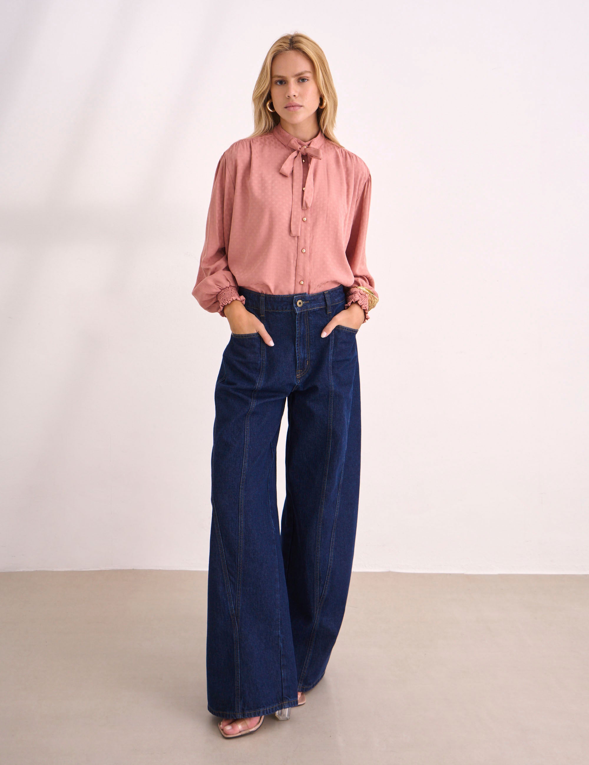 Camisa Karina Jacquard Rose