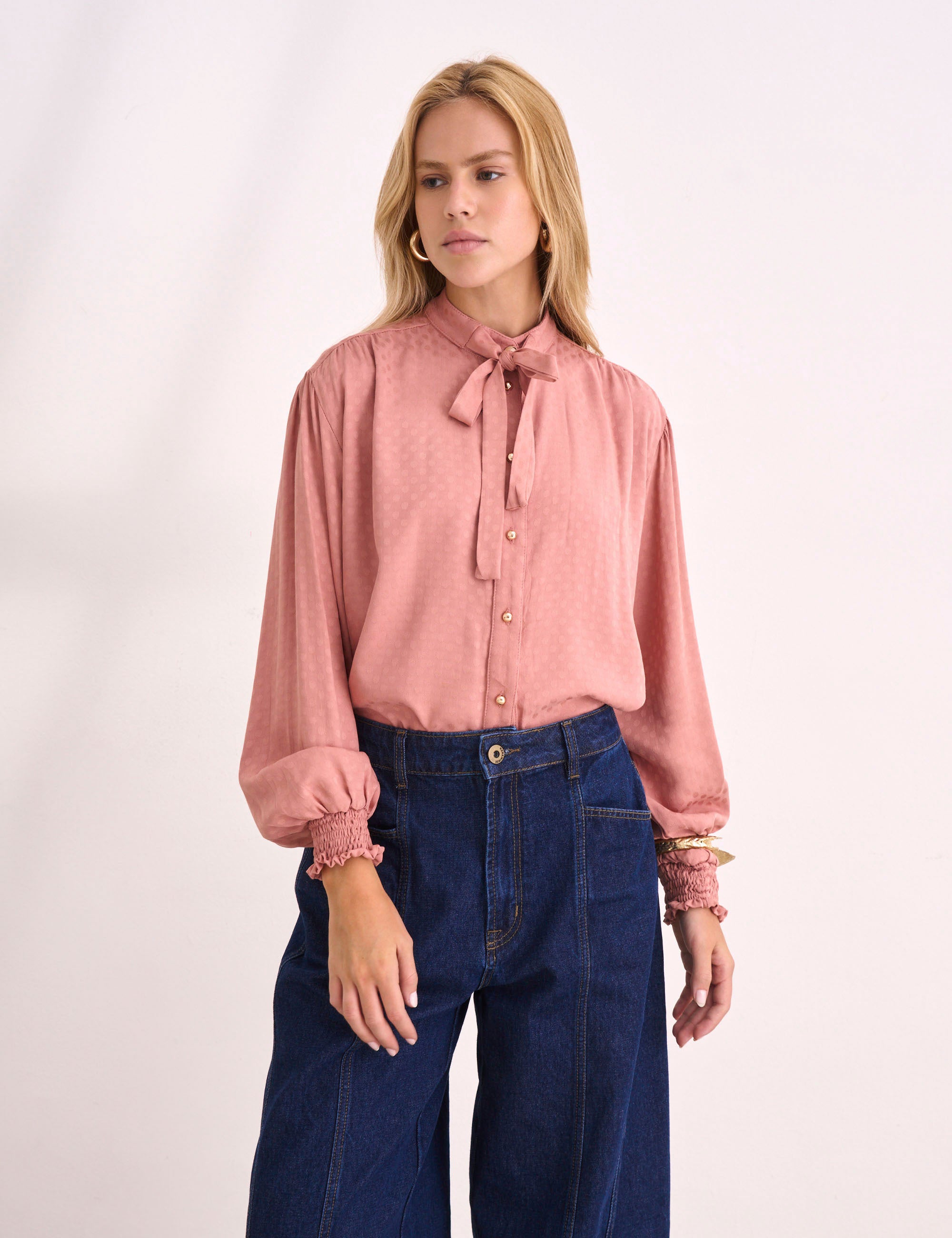 Camisa Karina Jacquard Rose