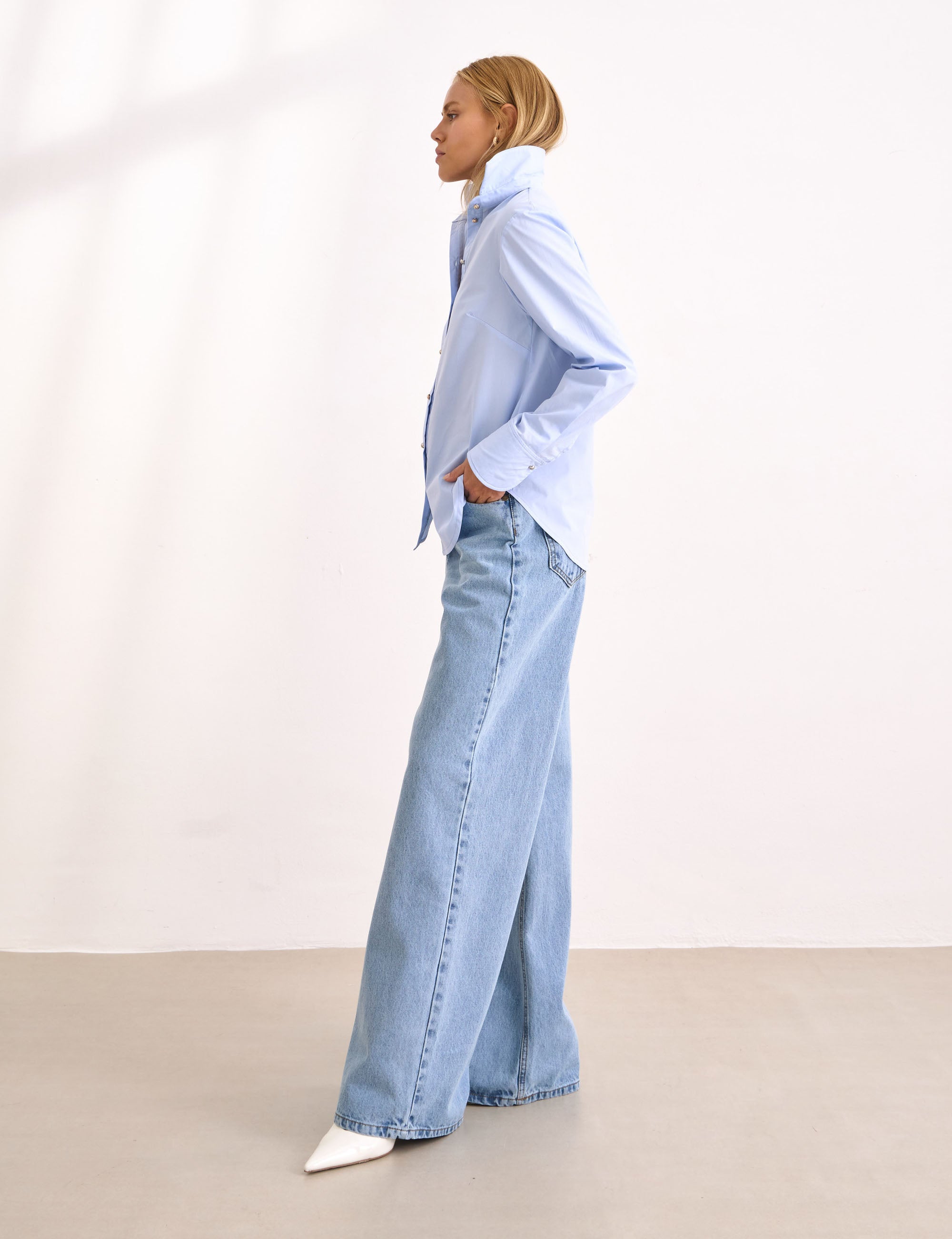 Camisa Lilie Tricoline Azul