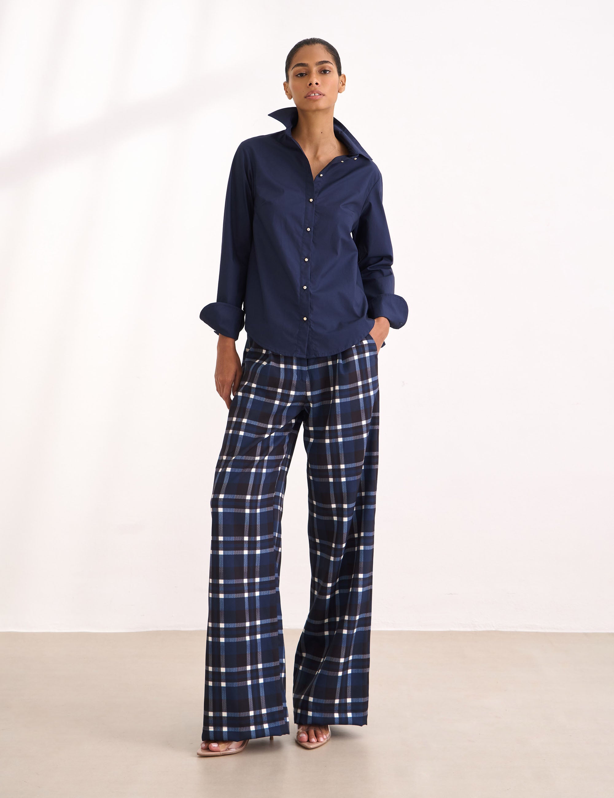 Camisa Lilie Tricoline Marinho