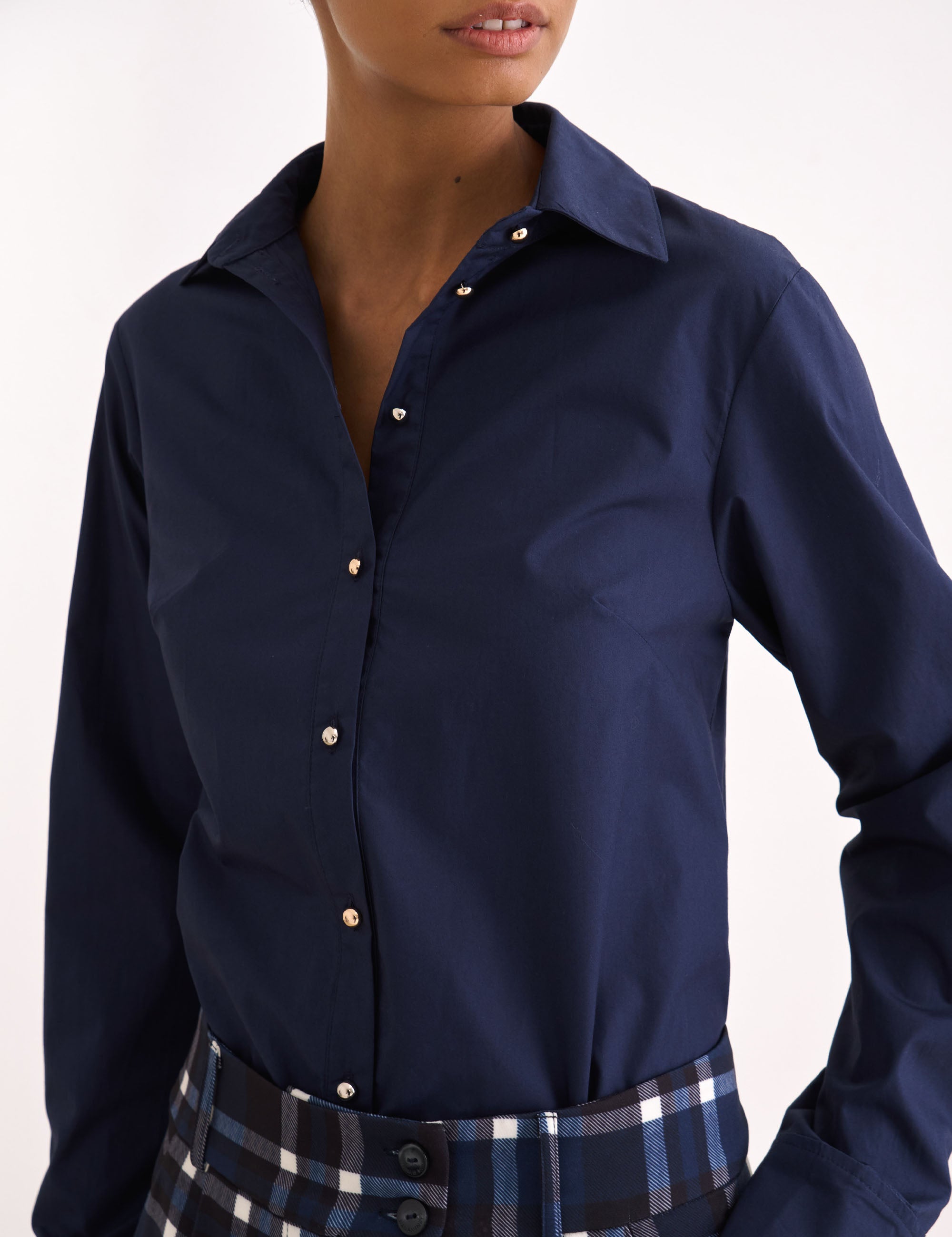 Camisa Lilie Tricoline Marinho