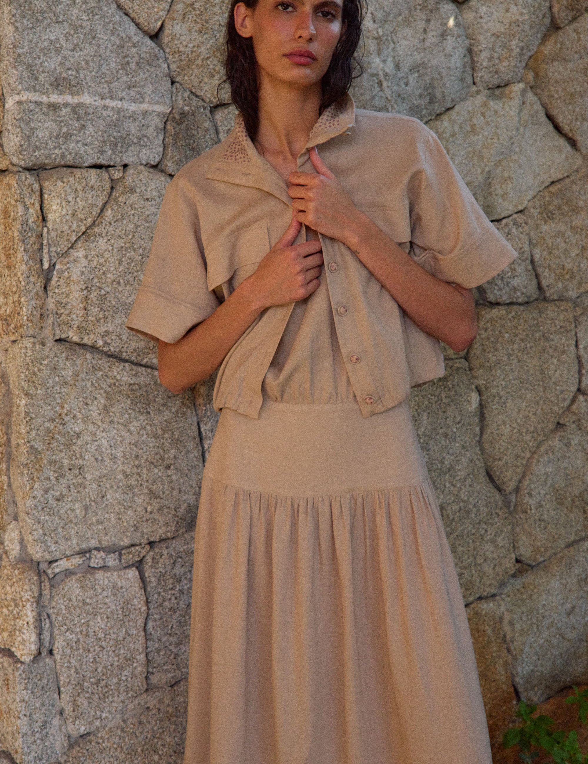 Camisa Linen Viscolinho Areia