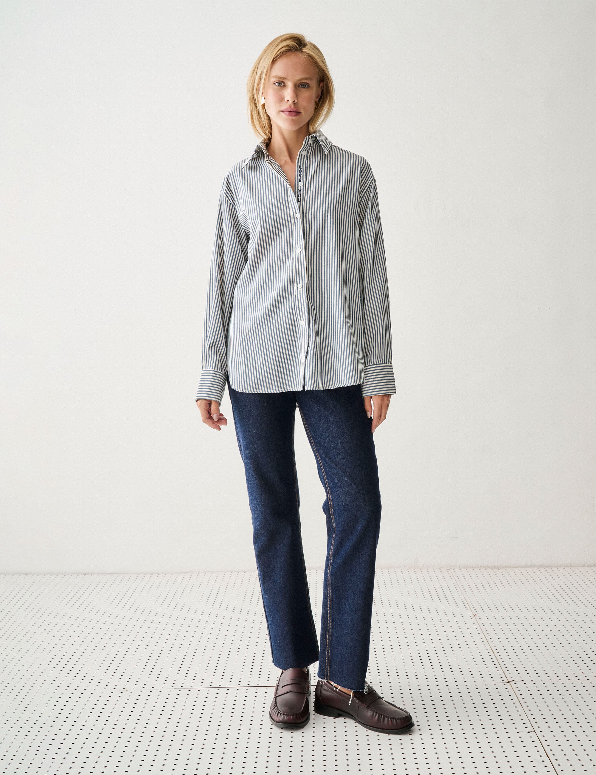Camisa Love Tricoline Azul