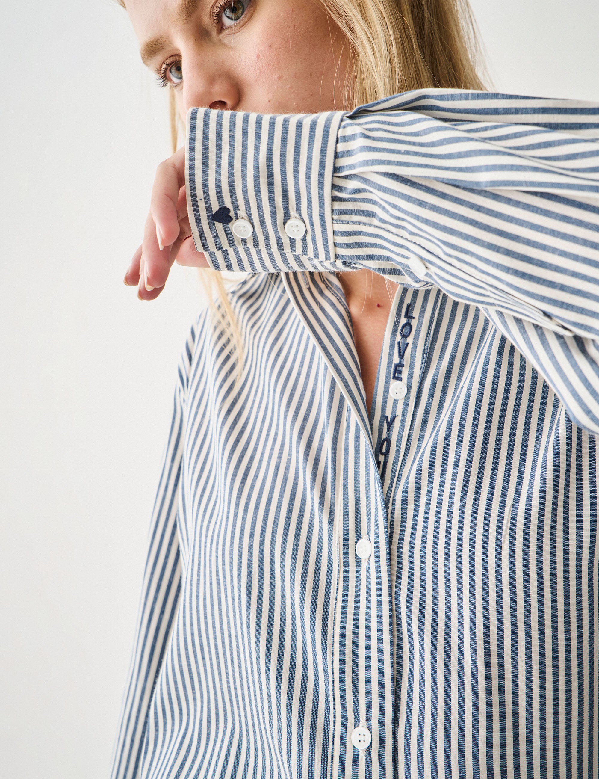 Camisa Love Tricoline Azul