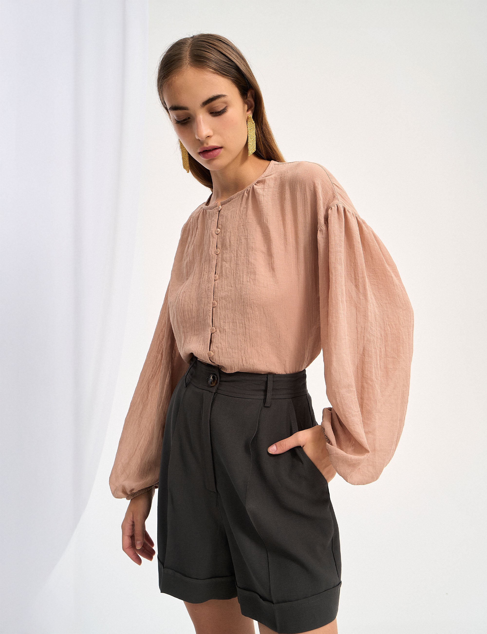 Camisa Melane Bufante Nude