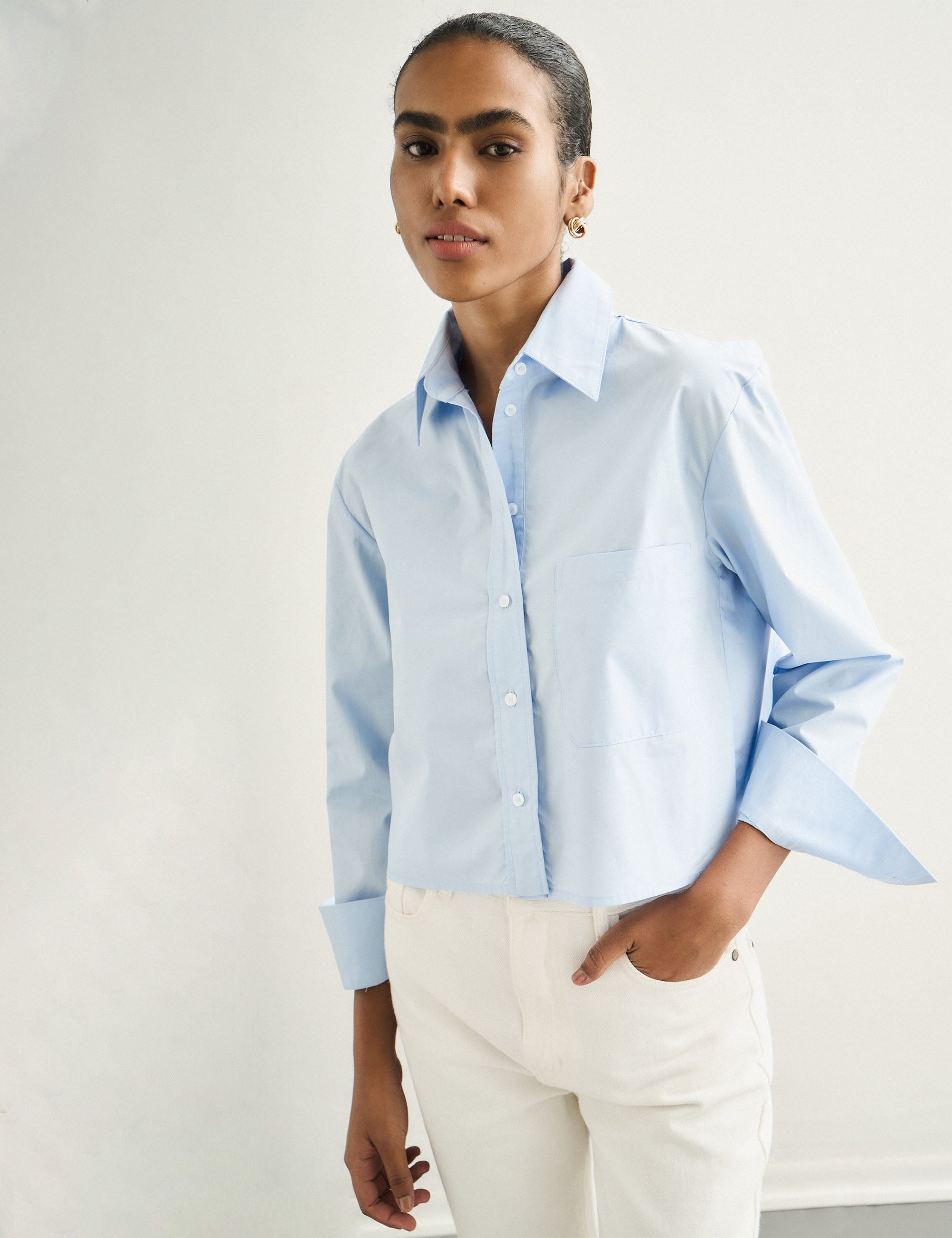 Camisa Muse Tricoline Azul