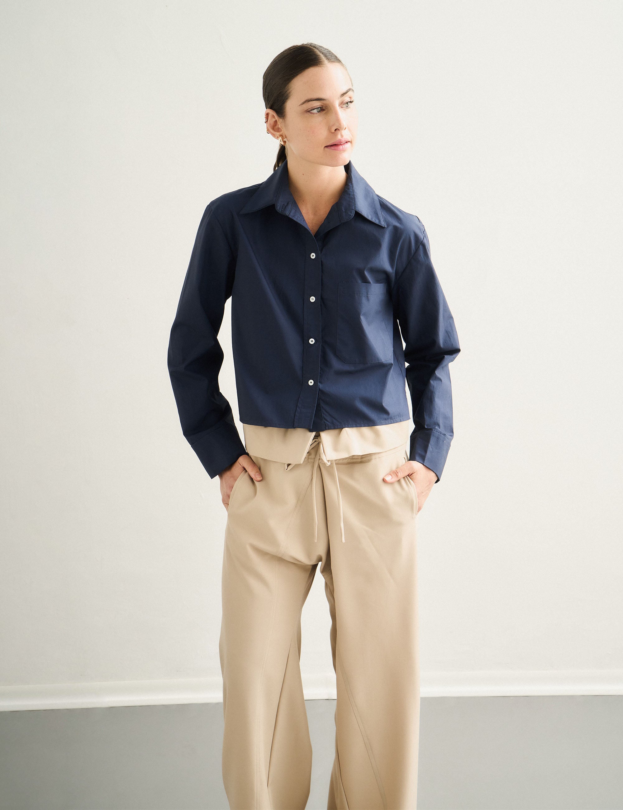 Camisa Muse Tricoline Marinho