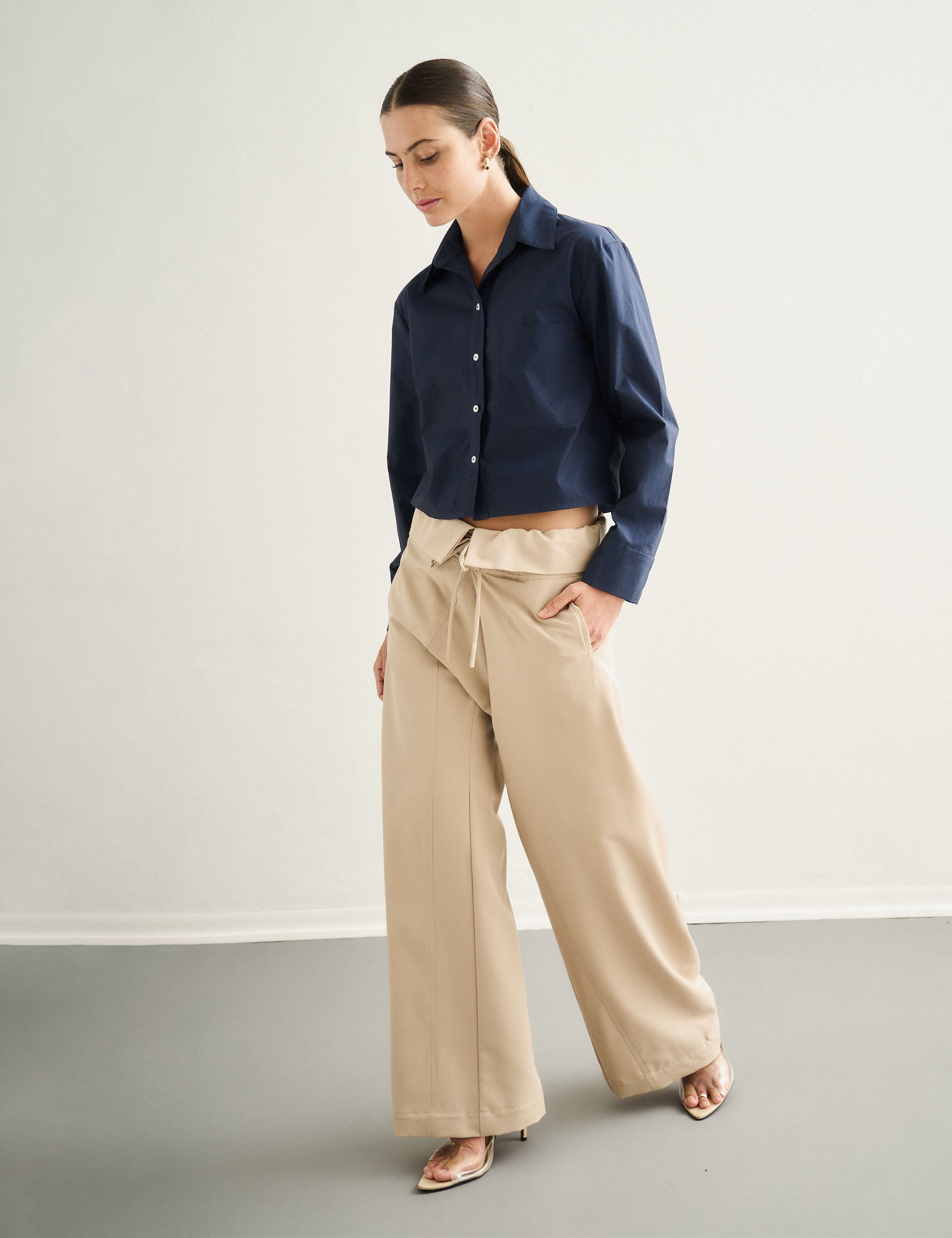 Camisa Muse Tricoline Marinho