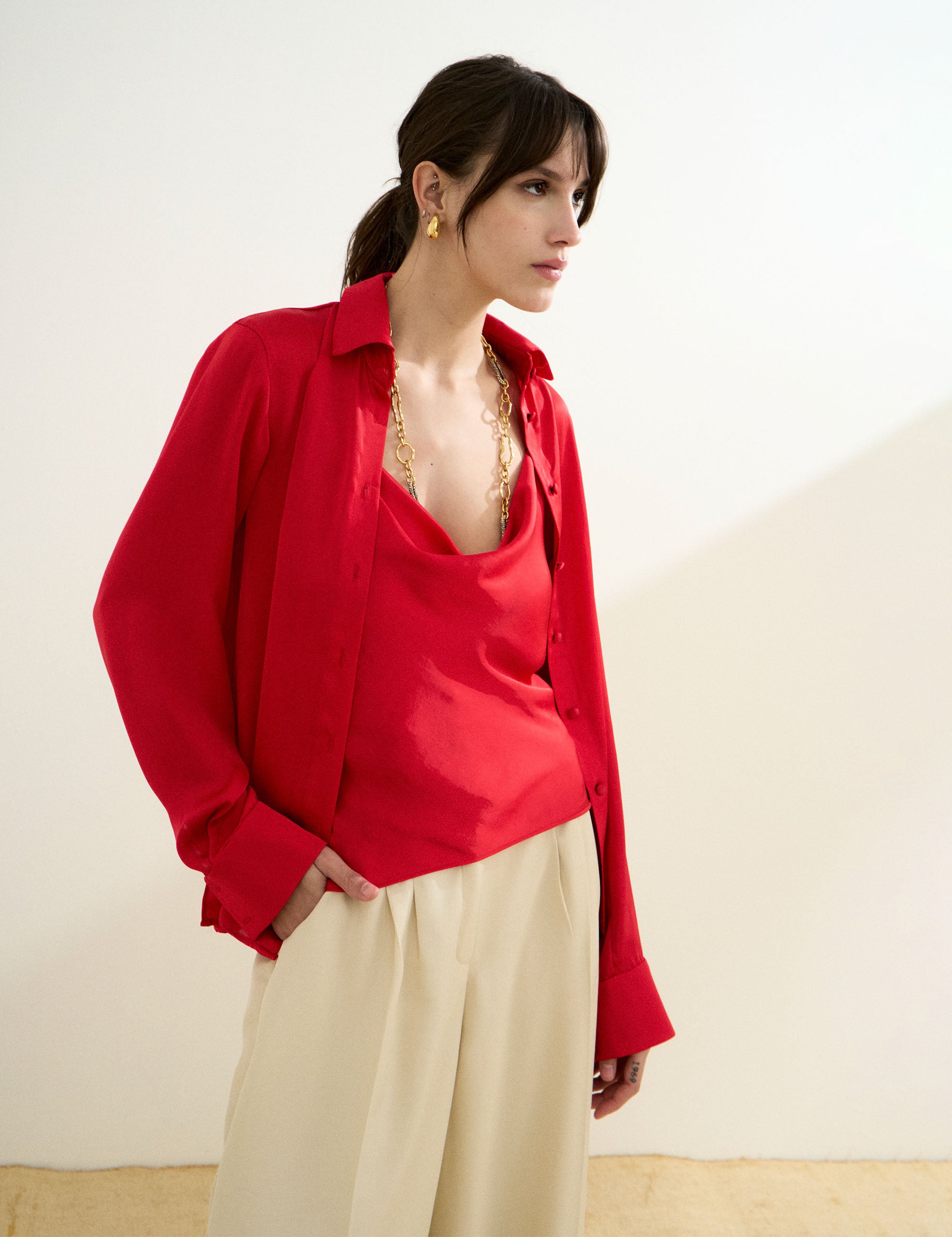 Camisa Rory Cetim Vermelho