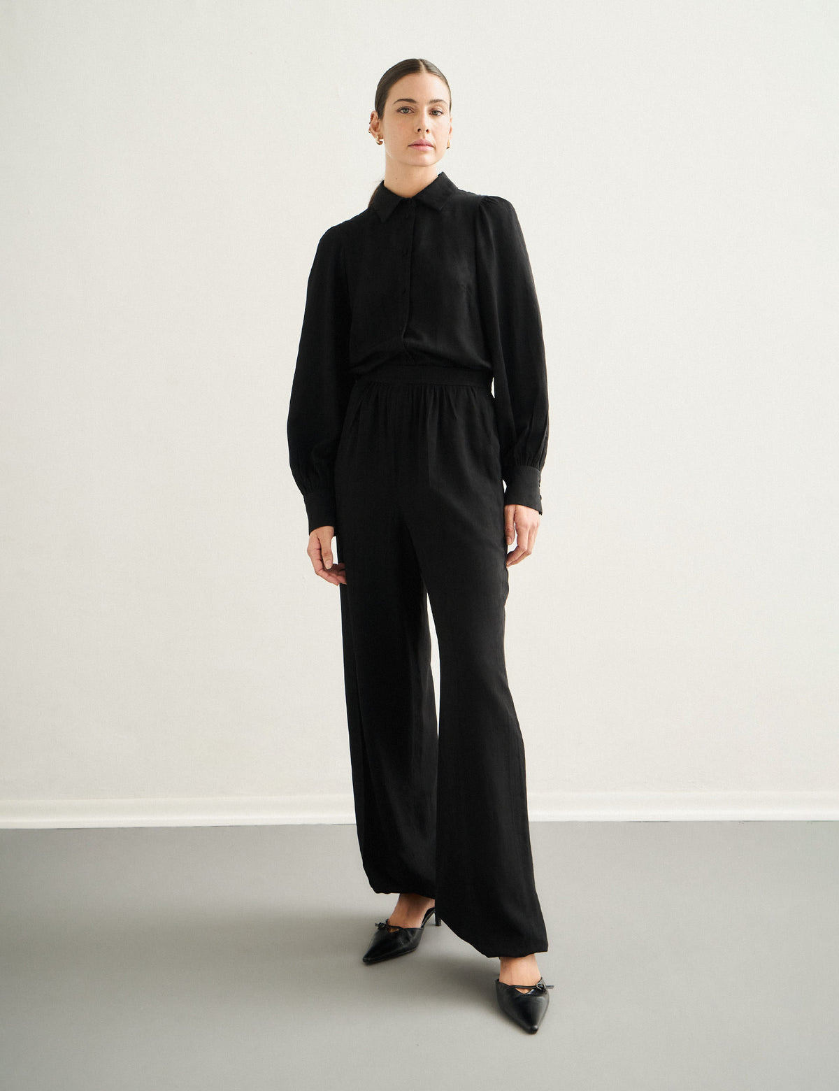 Camisa Sandra Jacquard Preto