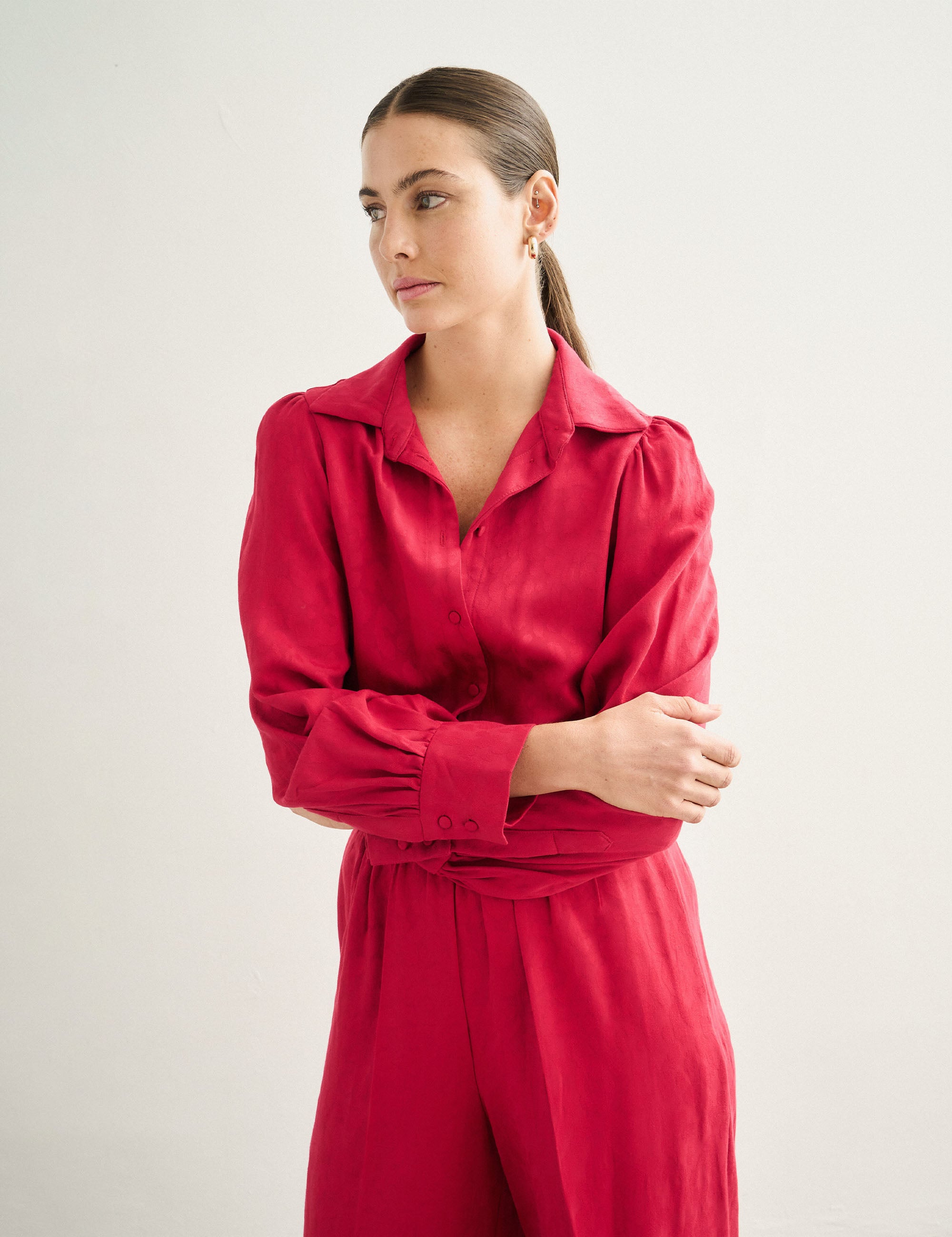Camisa Sandra Jacquard Vermelho