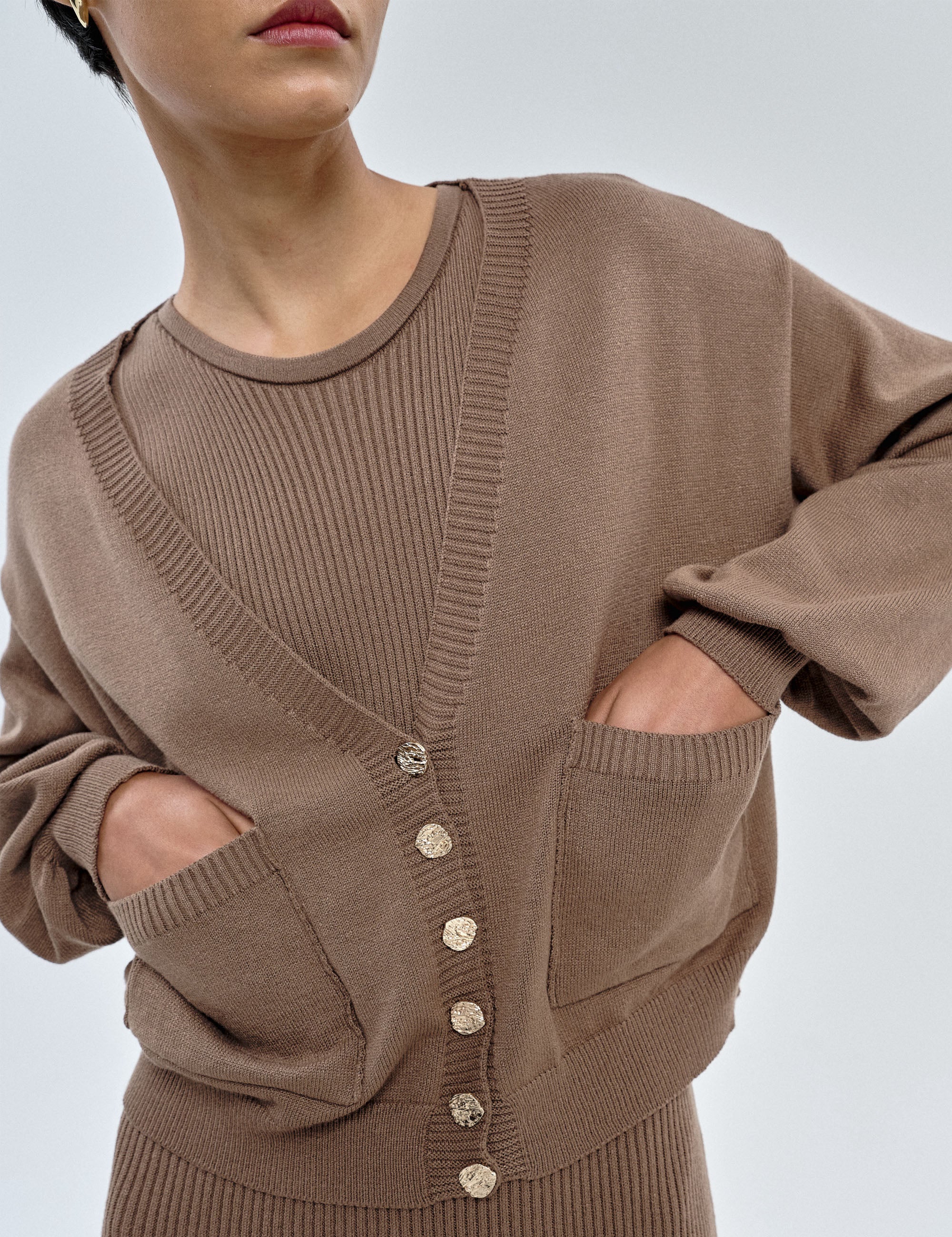 Cardigan Cibele Tricot Camelo