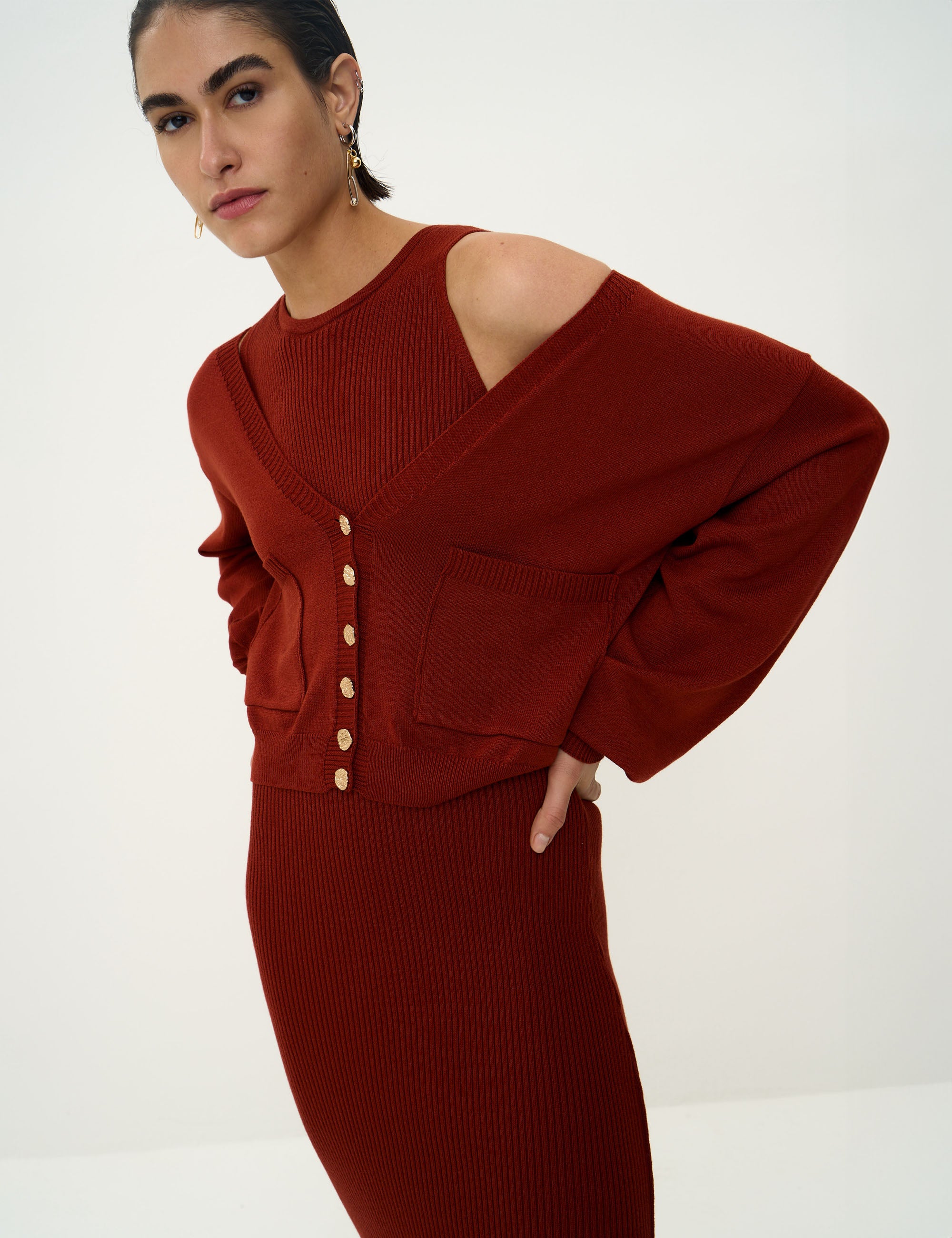 Cardigan Cibele Tricot Ferrugem