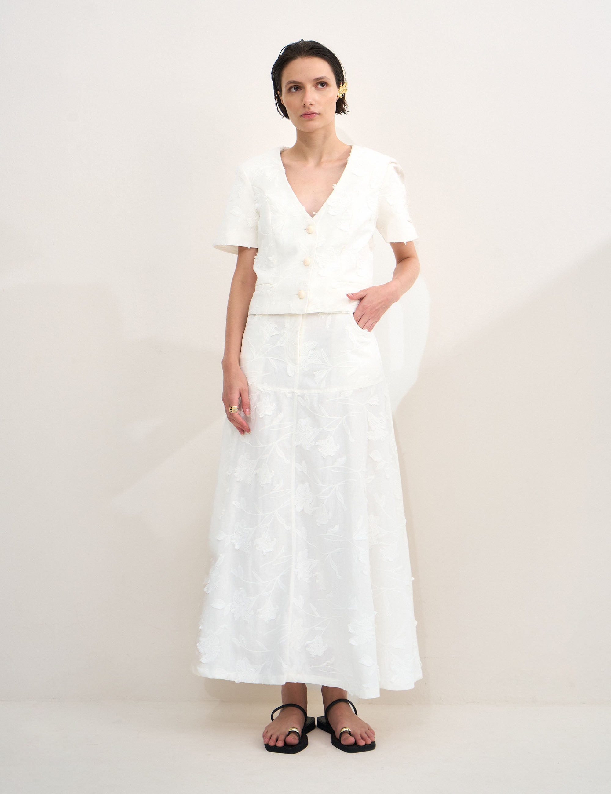 Casaqueto Adrian Bordado Off White