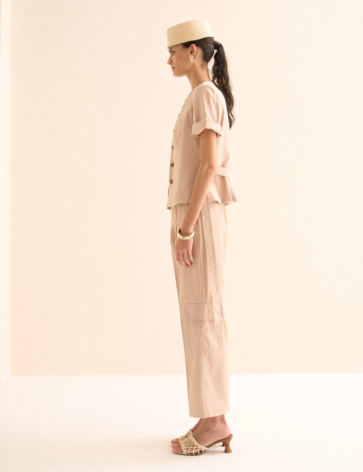 Calça Paola Viscose Bege