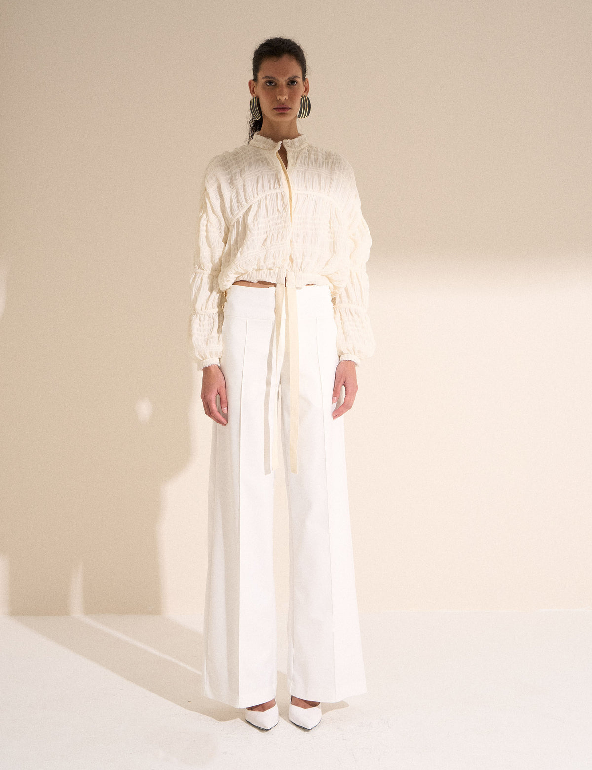 Casaqueto Plissado Chiffon Off White