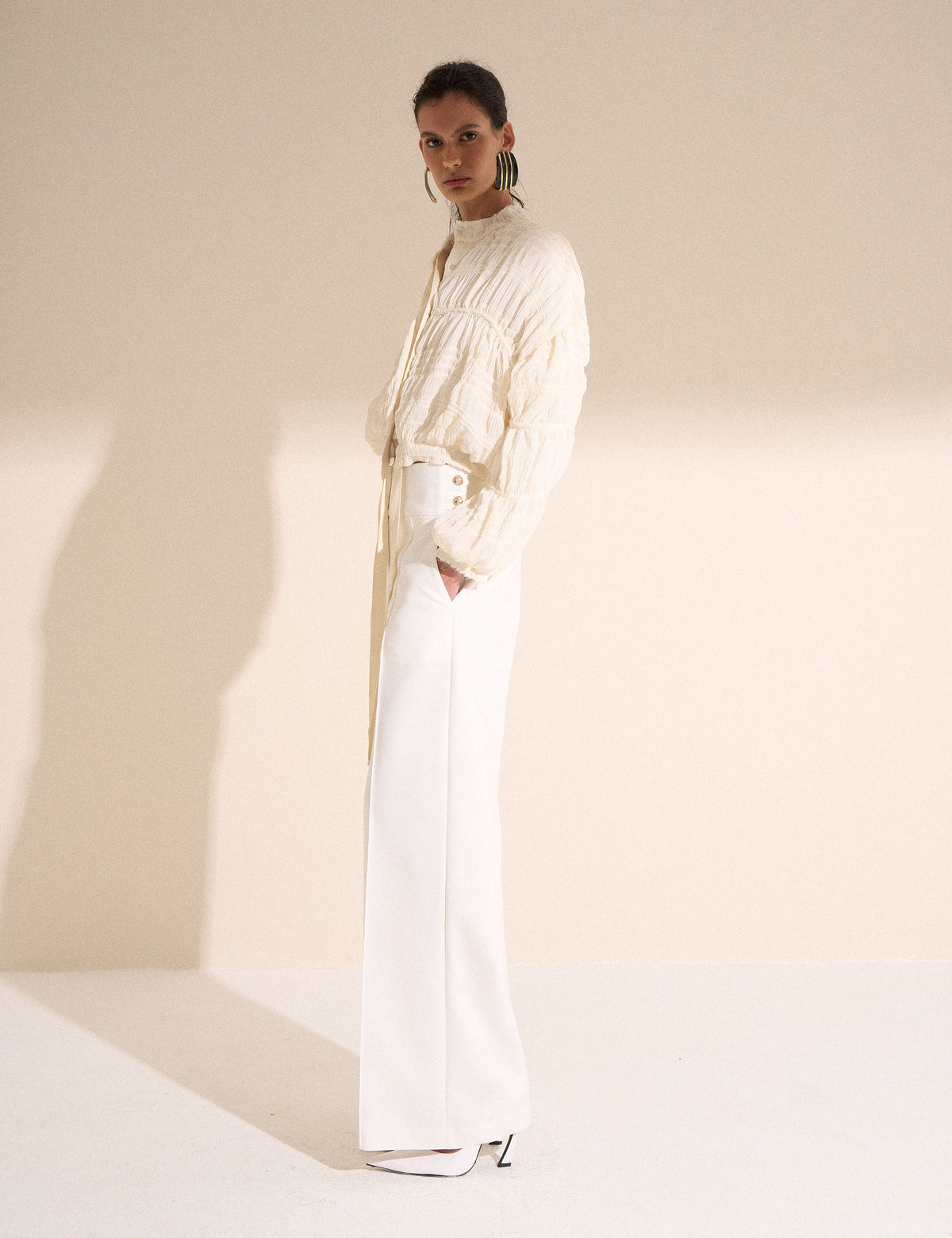 Casaqueto Plissado Chiffon Off White