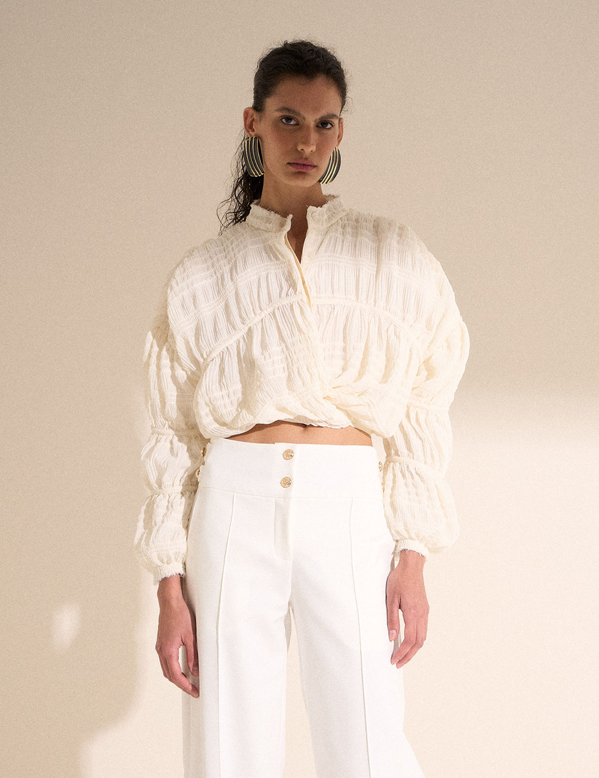 Casaqueto Plissado Chiffon Off White