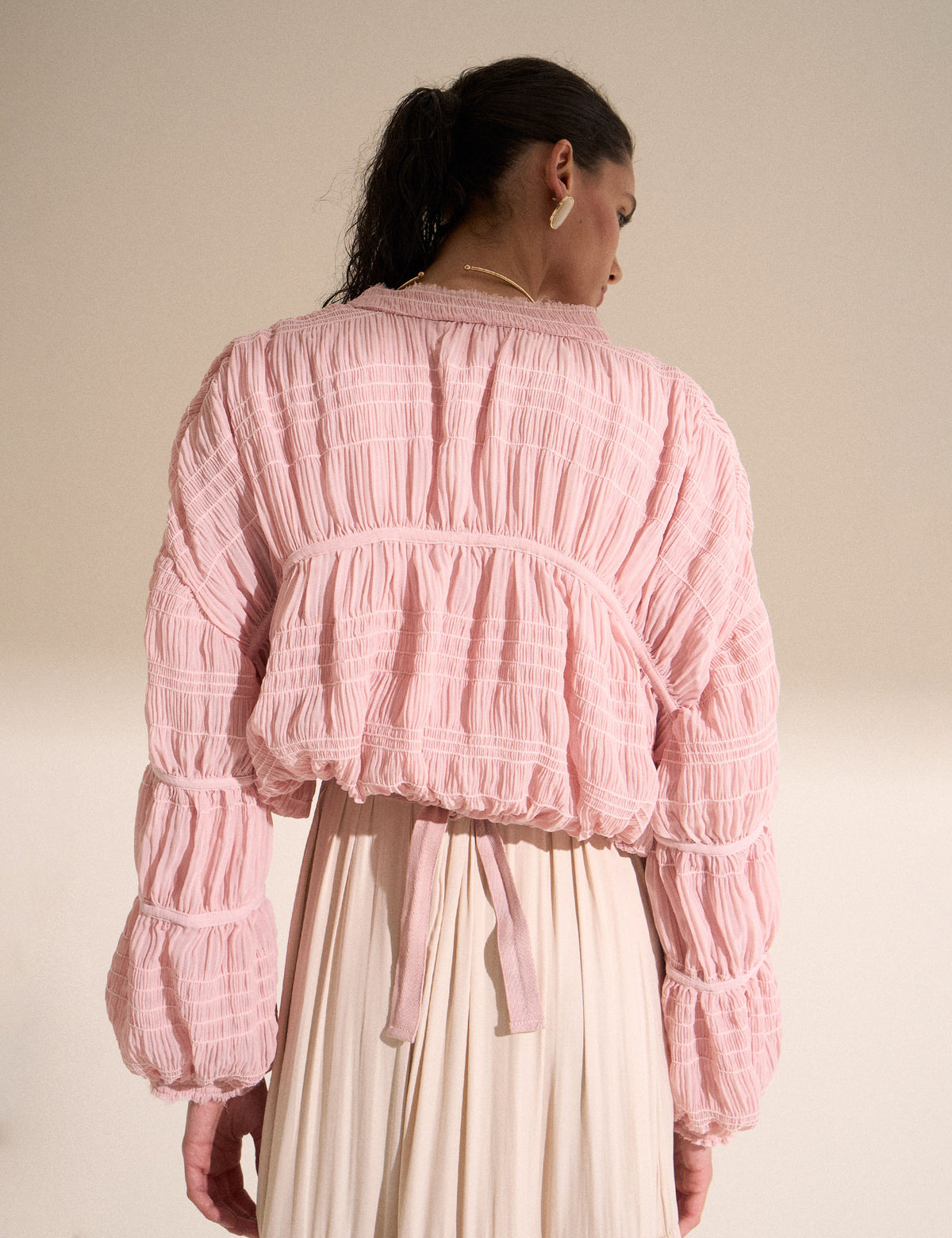 Casaqueto Plissado Chiffon Rose