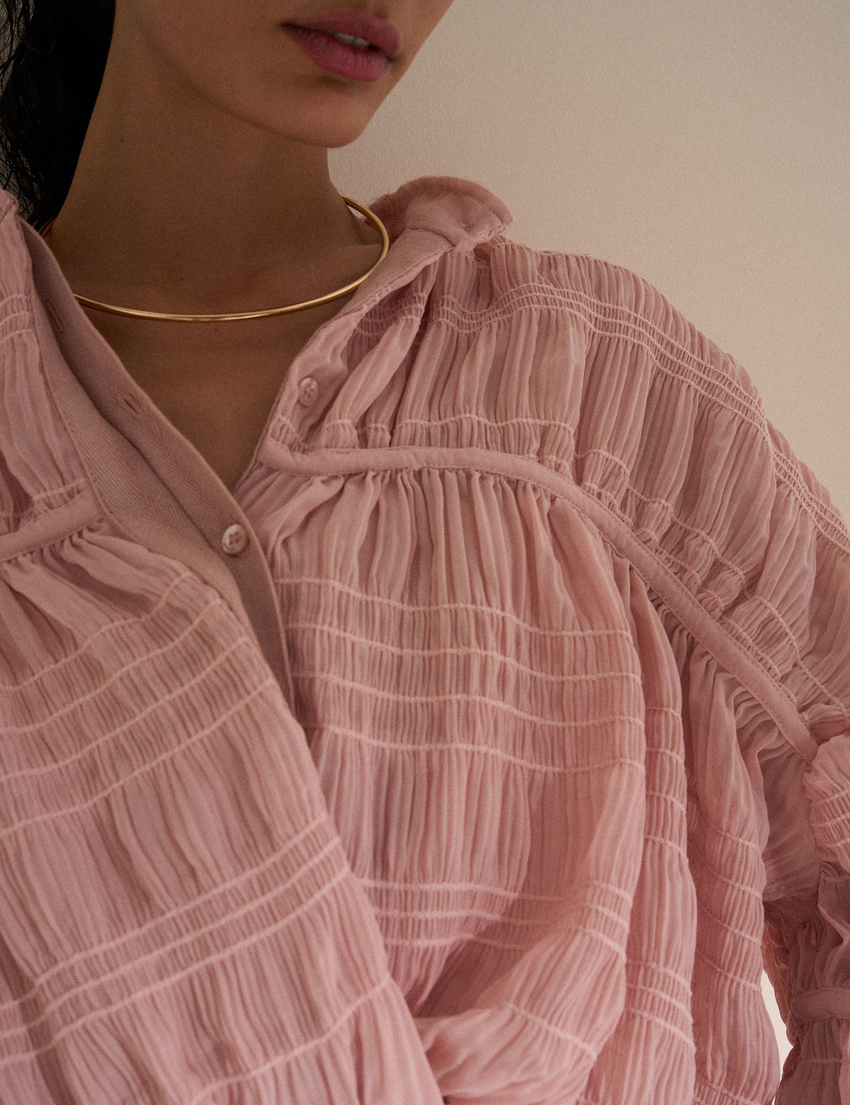Casaqueto Plissado Chiffon Rose