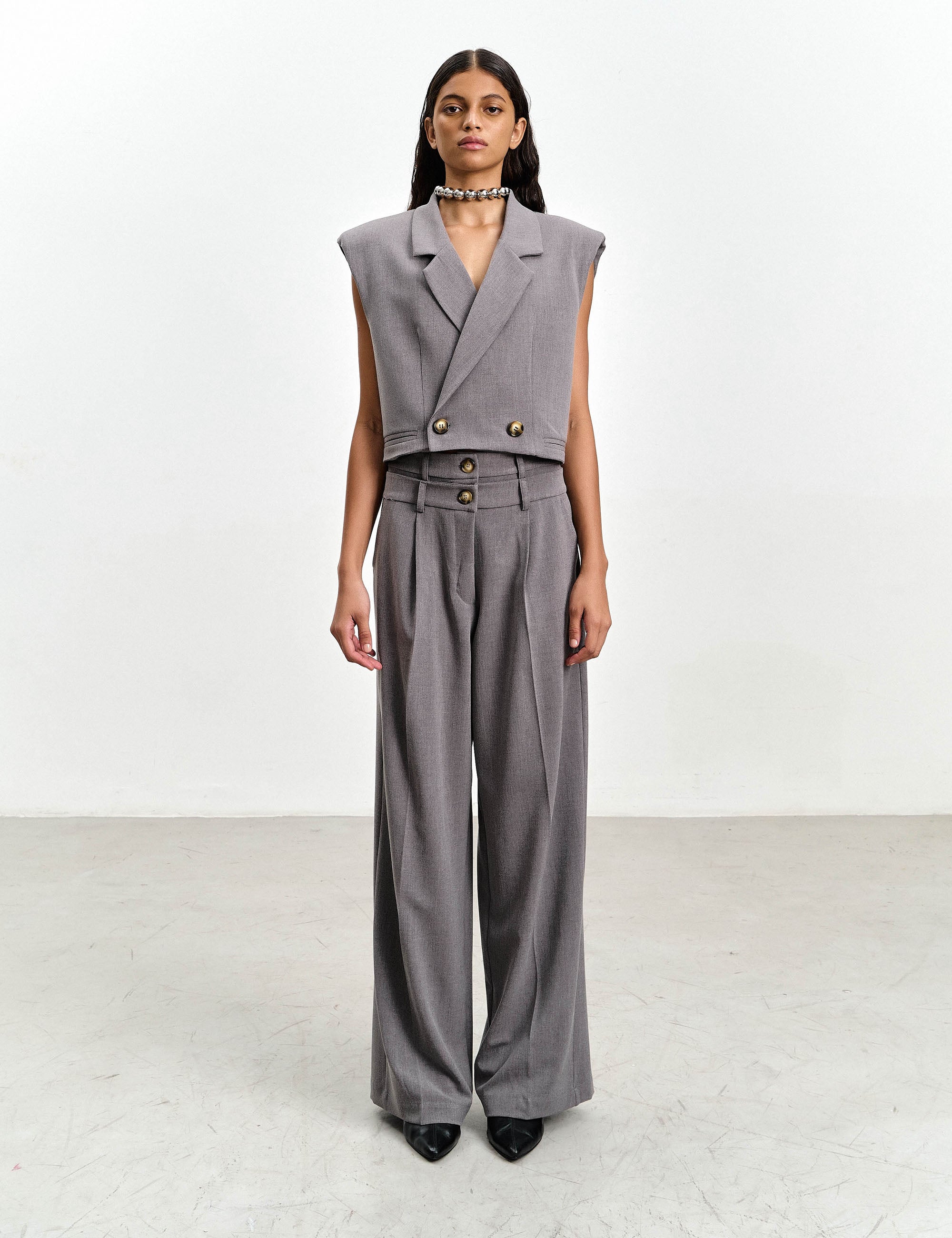 Colete Alessa Alfaiataria Chumbo