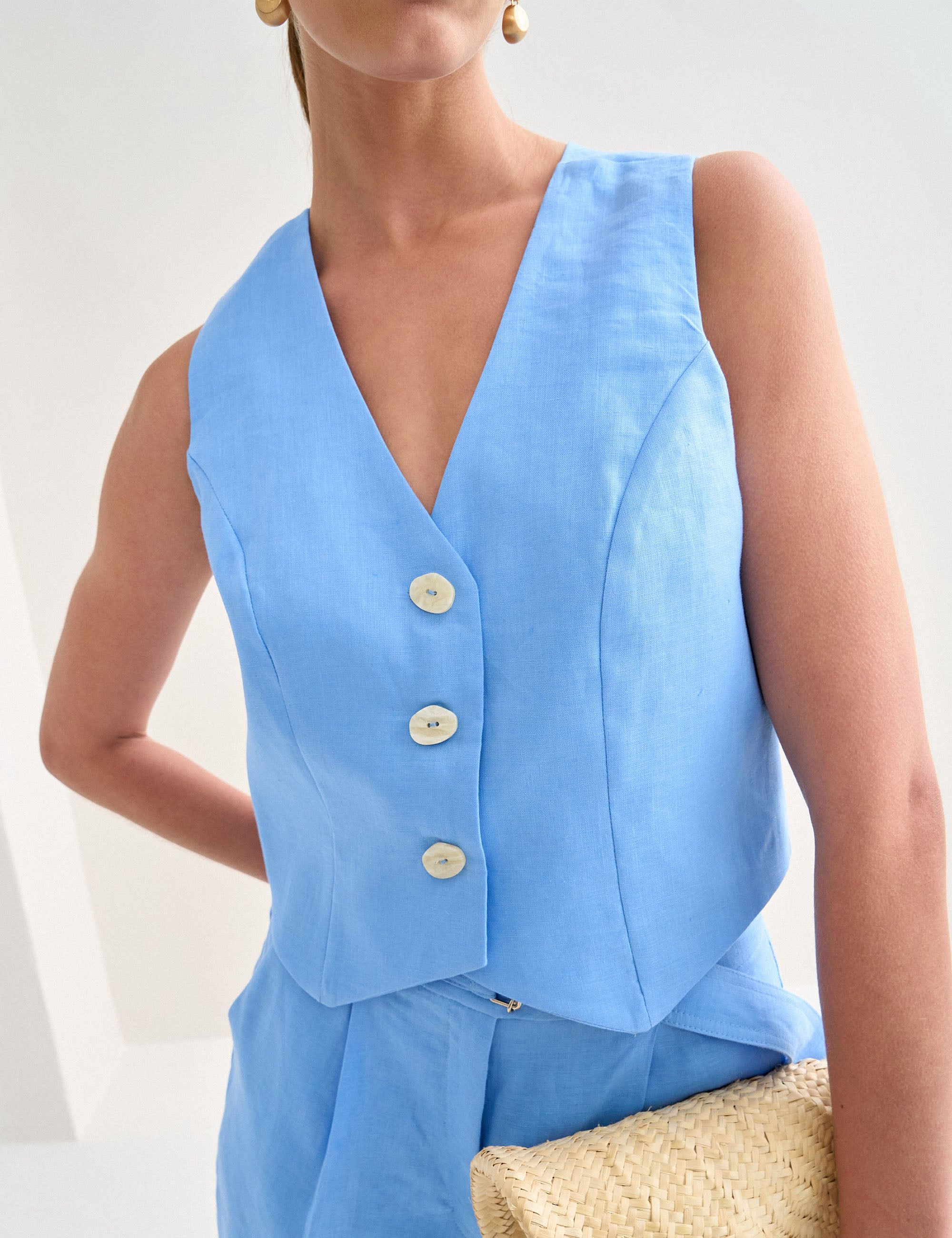 Colete Camille Linho Azul