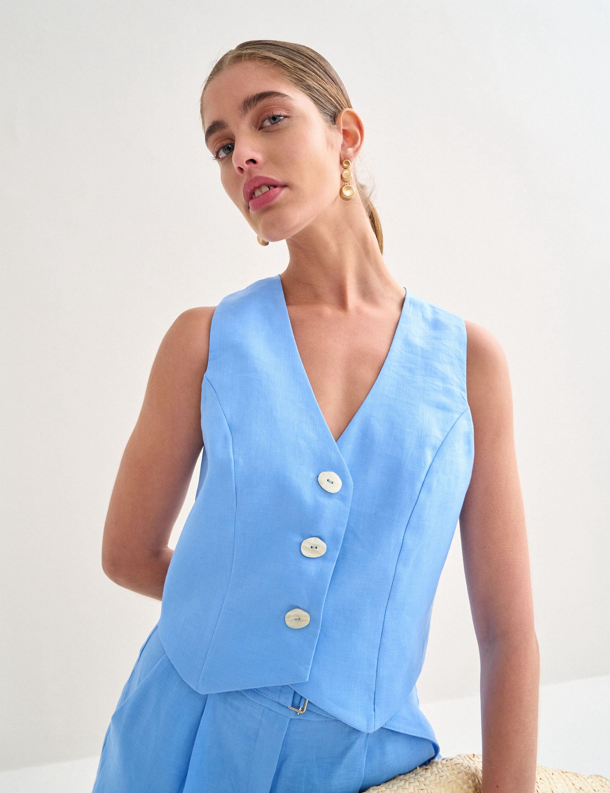 Colete Camille Linho Azul