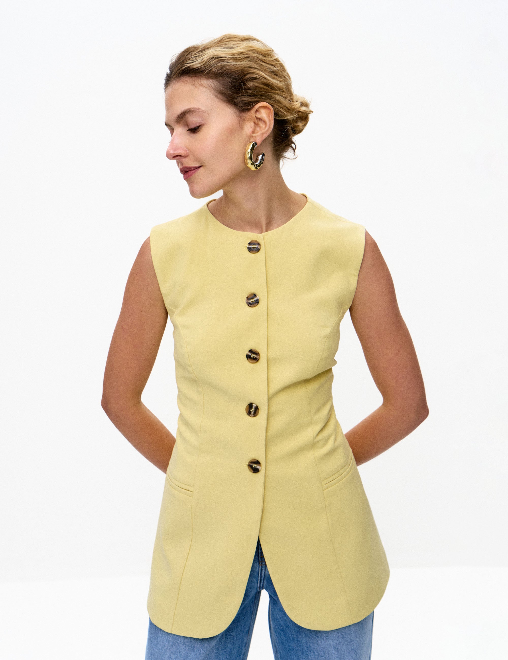 Colete Charlotte Crepe Amarelo