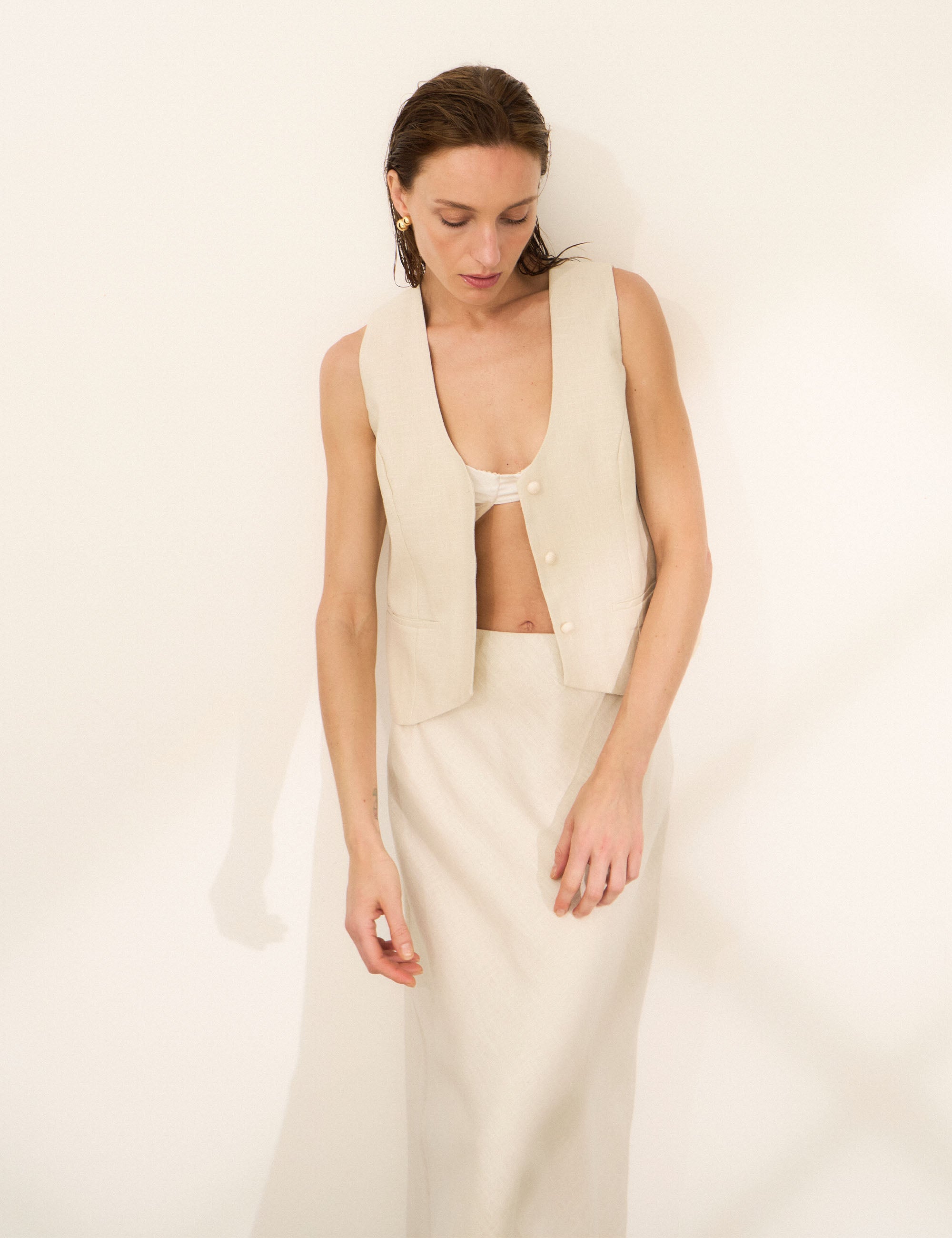 Colete Cora Ramie Areia