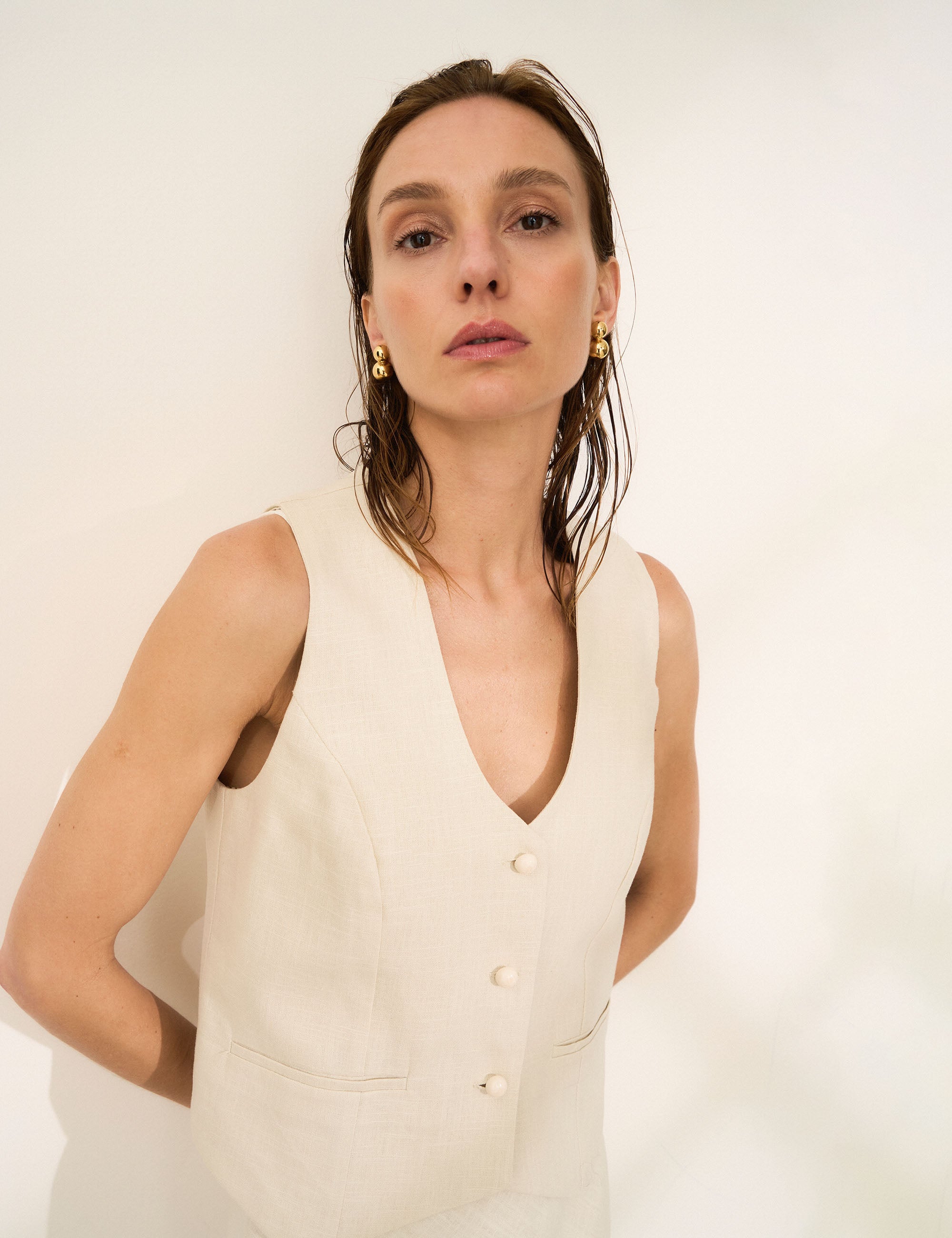 Colete Cora Ramie Areia