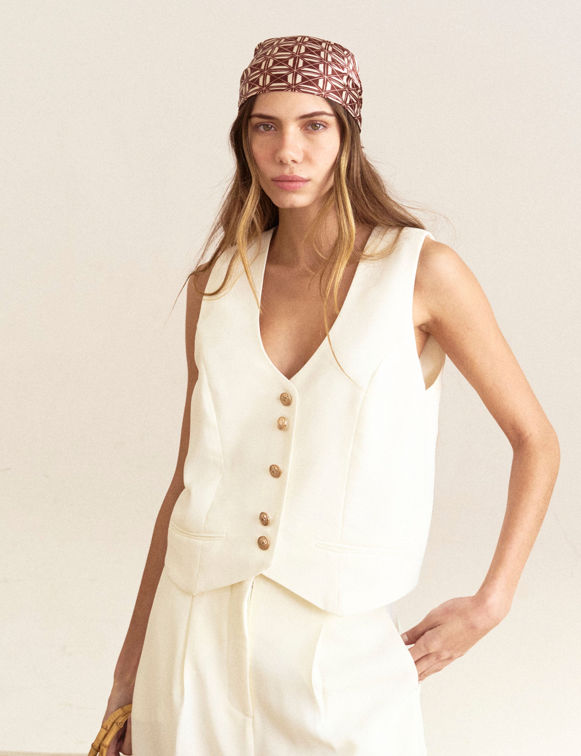 Colete Elise Alfaiataria Off White