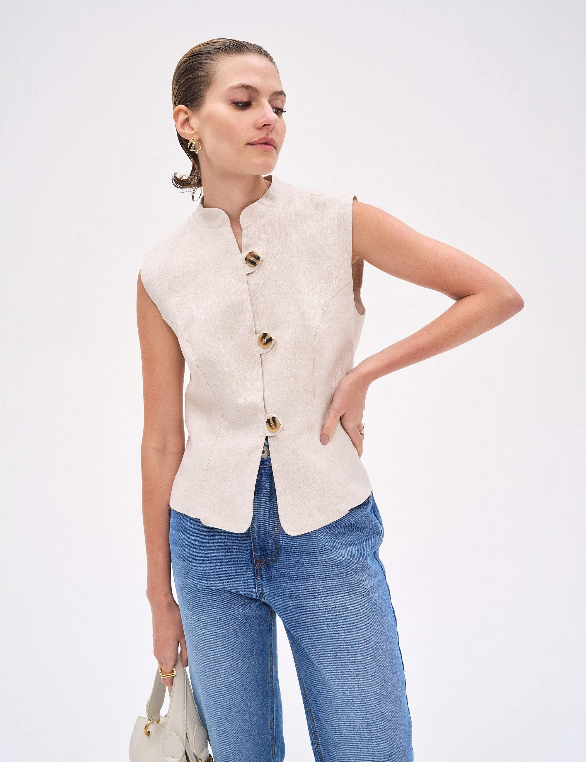 Colete Gaby Linho Natural