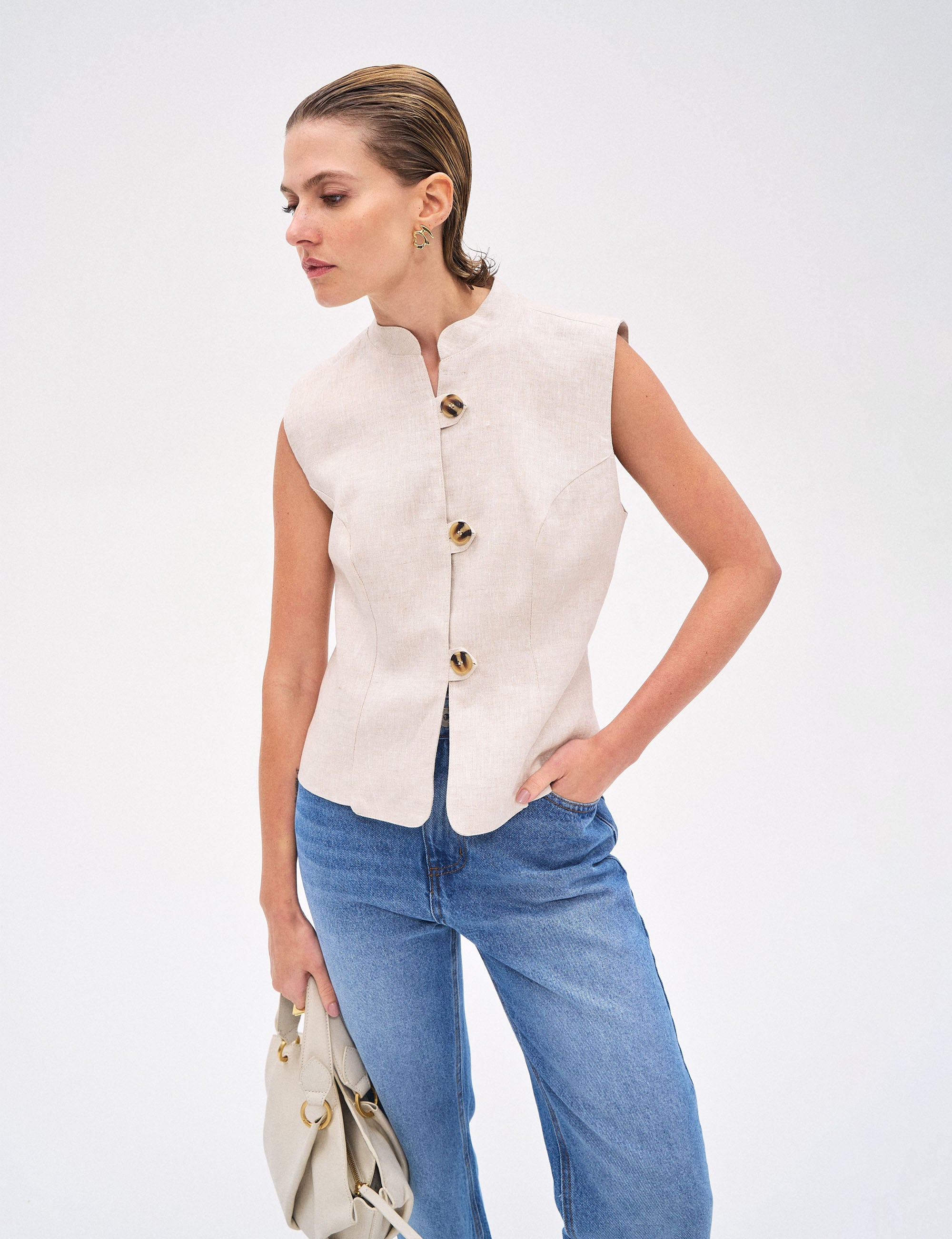 Colete Gaby Linho Natural