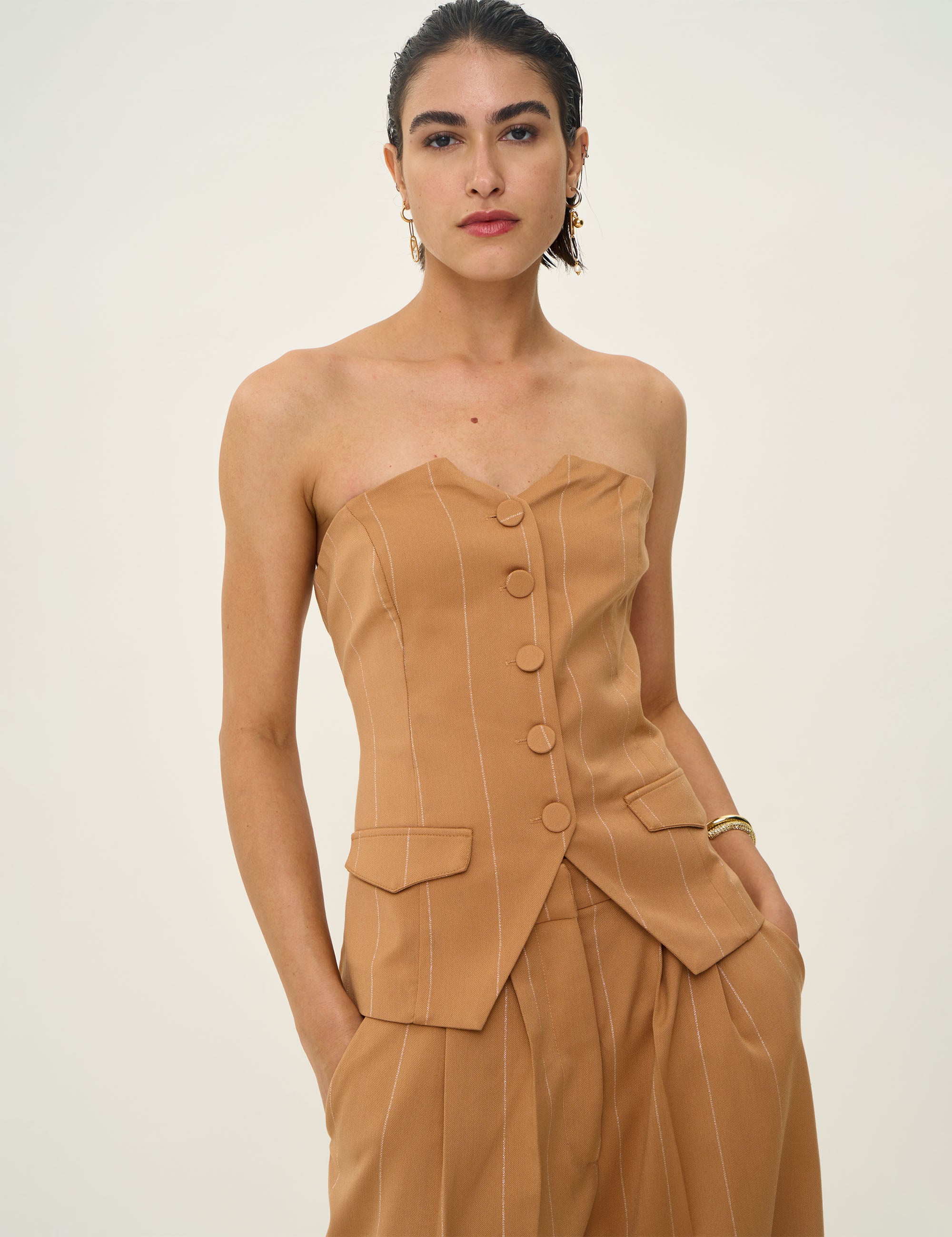 Colete Louise Risca Caramel