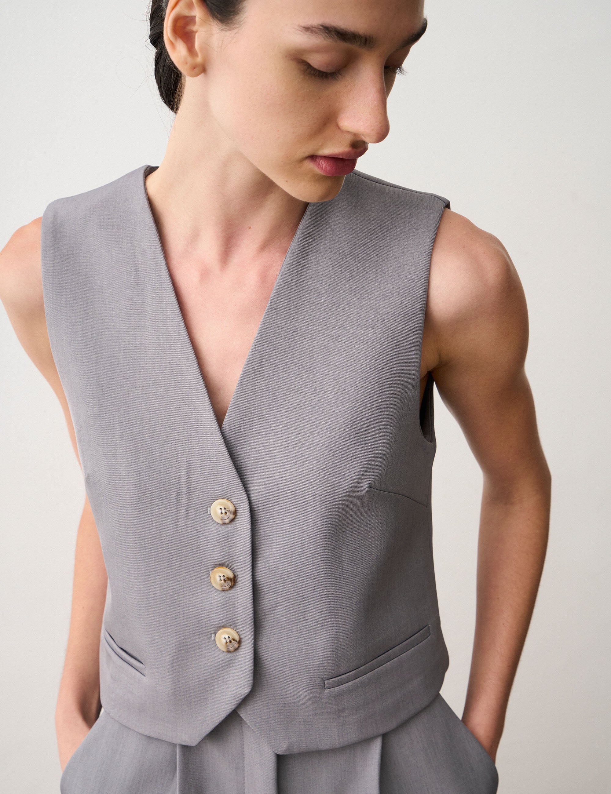 Colete Melany Alfaiataria Cinza