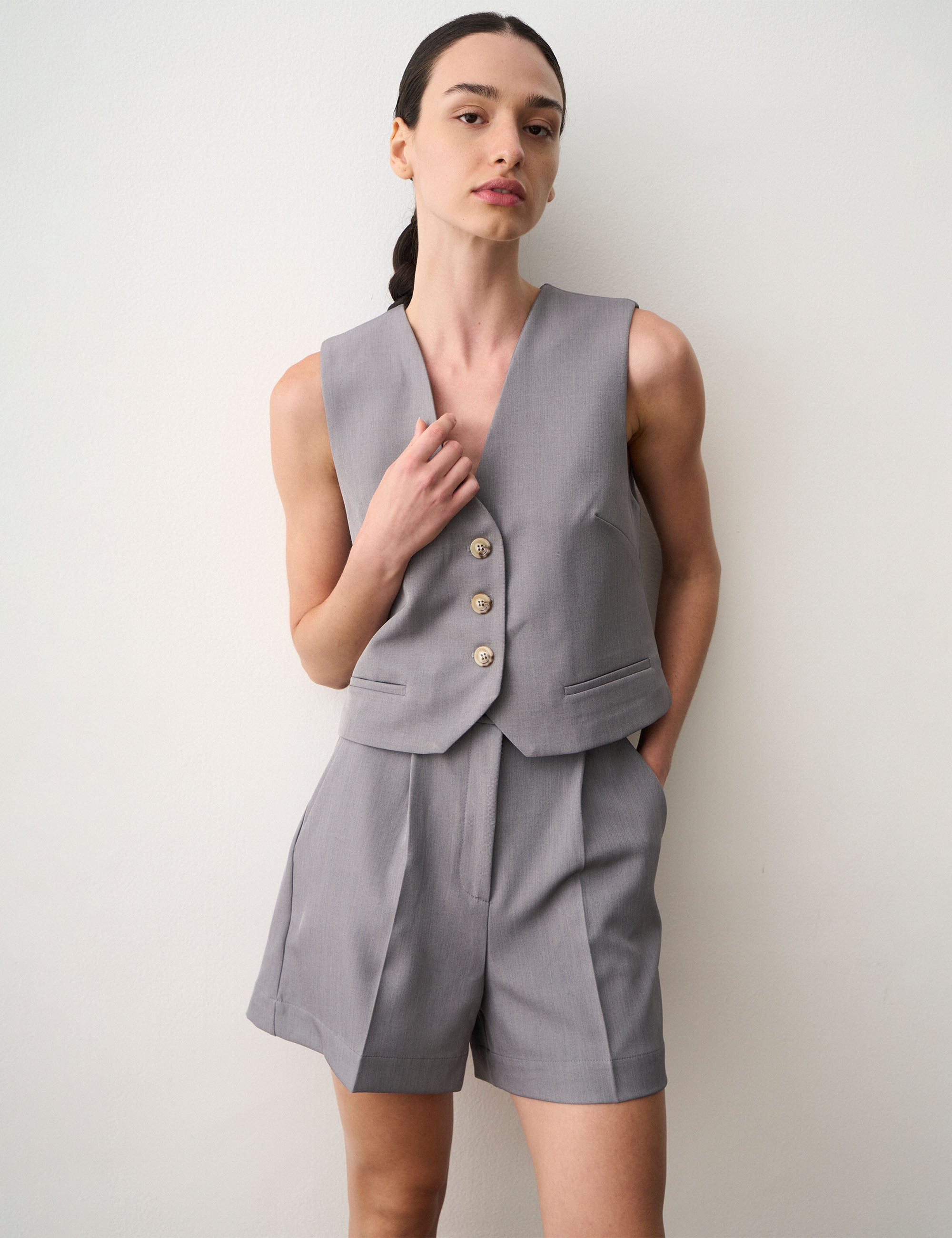 Colete Melany Alfaiataria Cinza