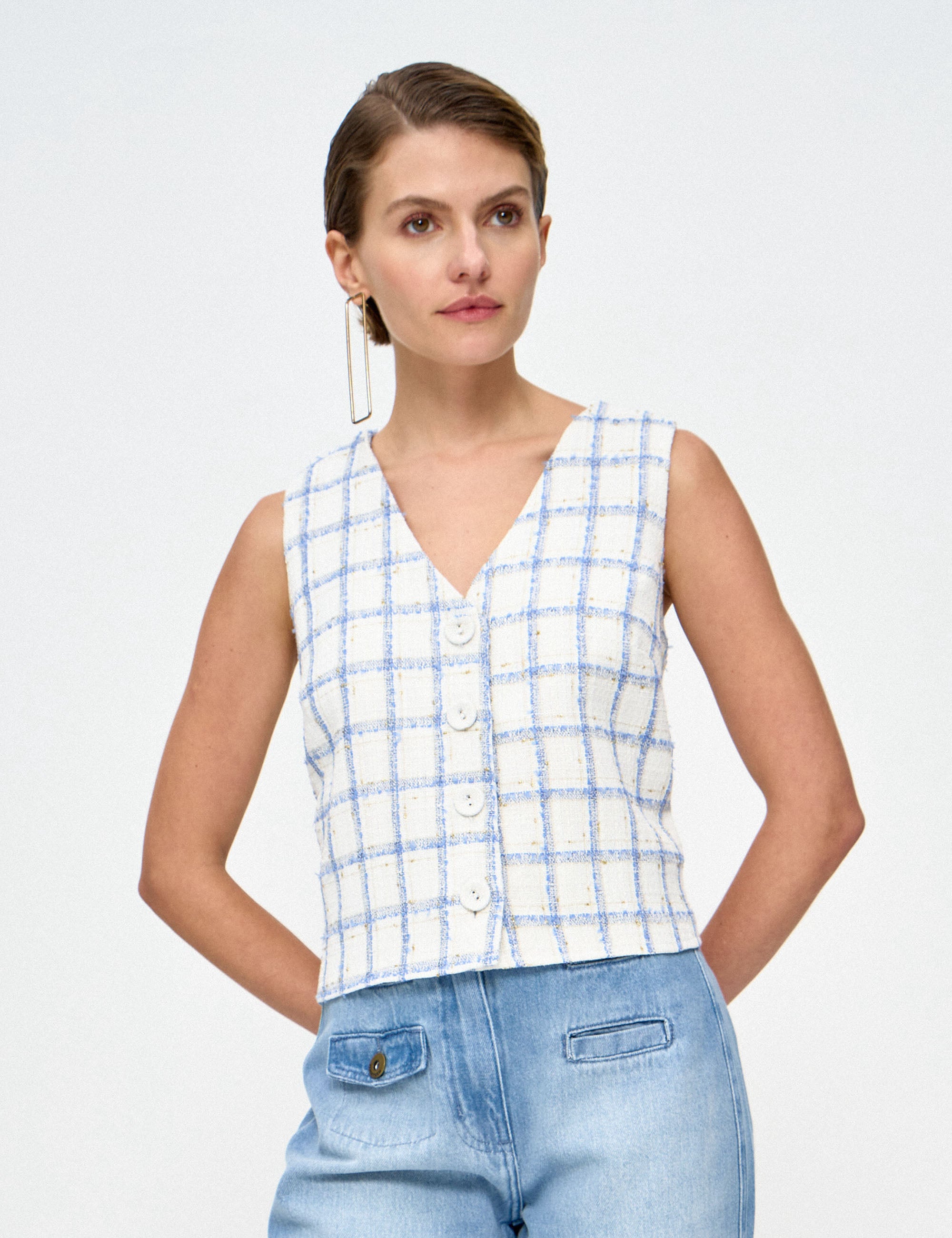 Colete Natalie Xadrez Azul