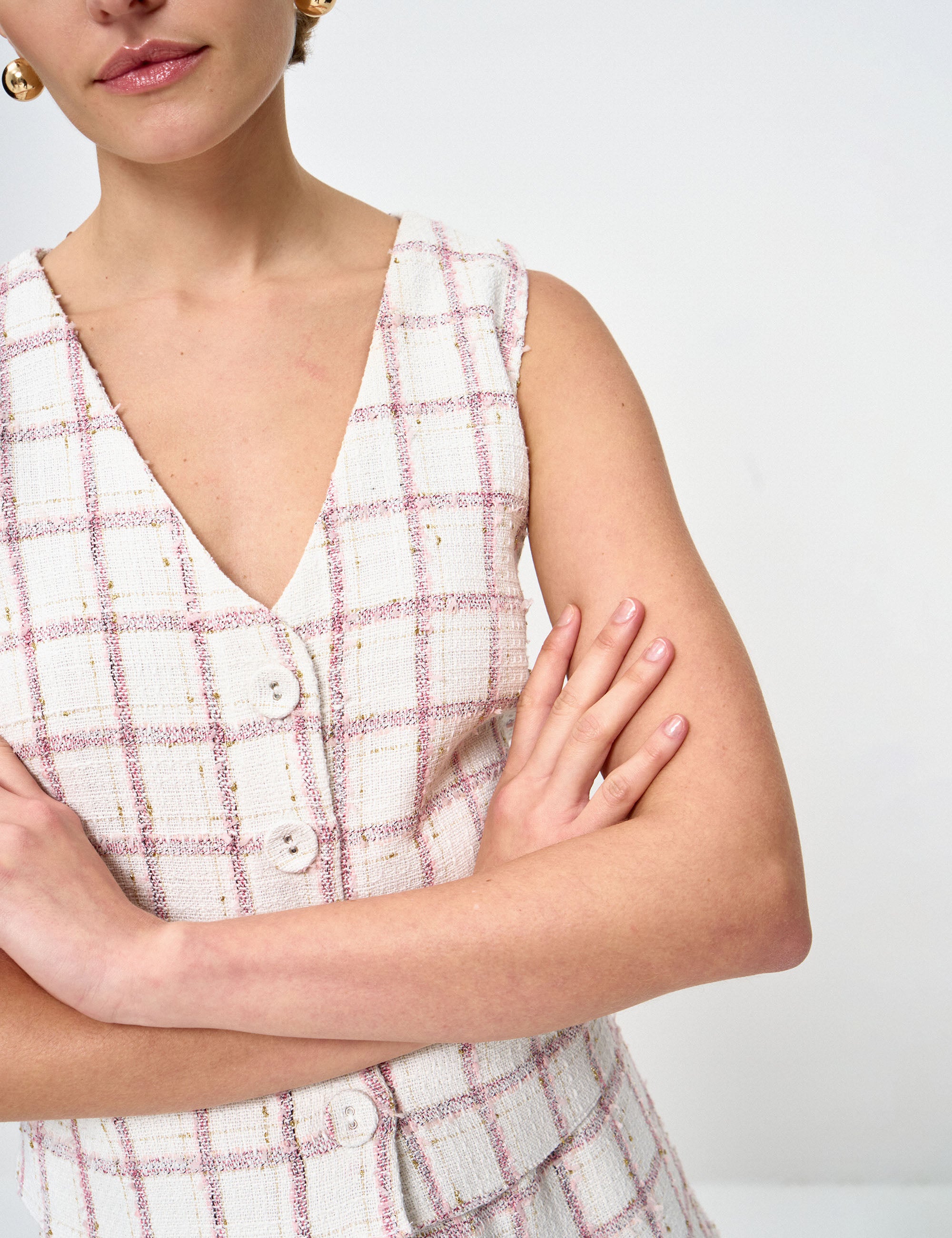 Colete Natalie Xadrez Rosa