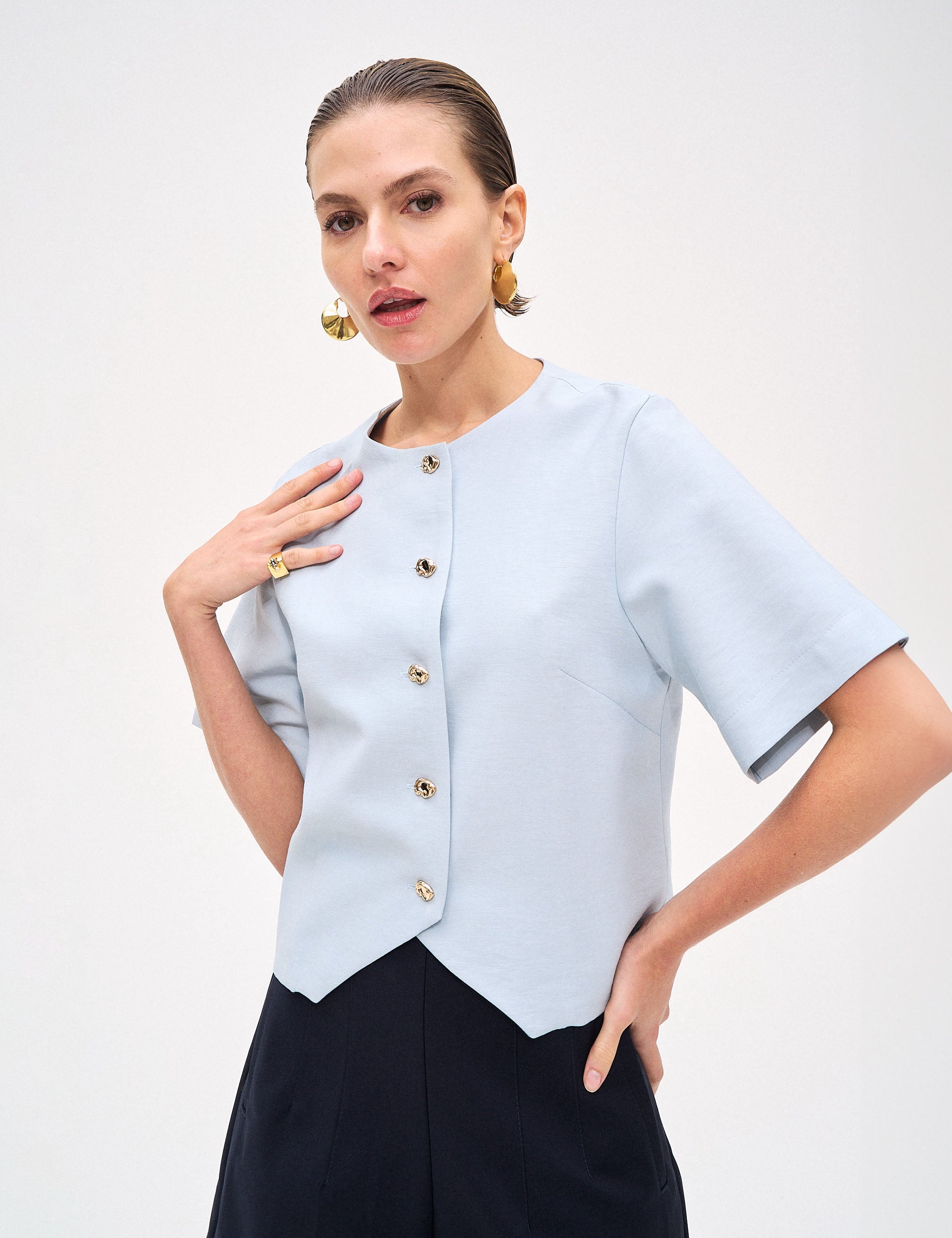 Colete Poliana Viscose Azul Celeste