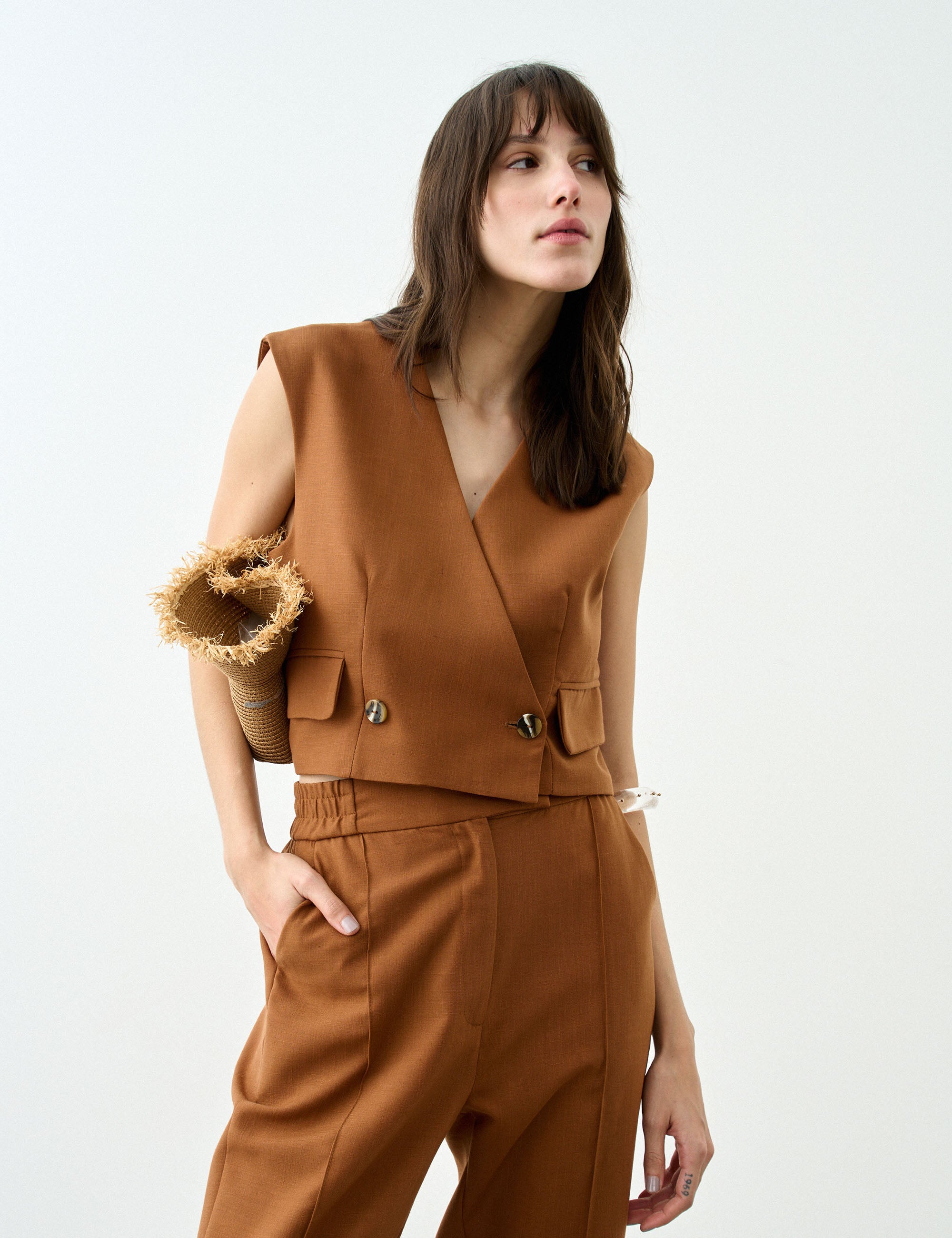 Colete Positano Alfaiataria Marrom