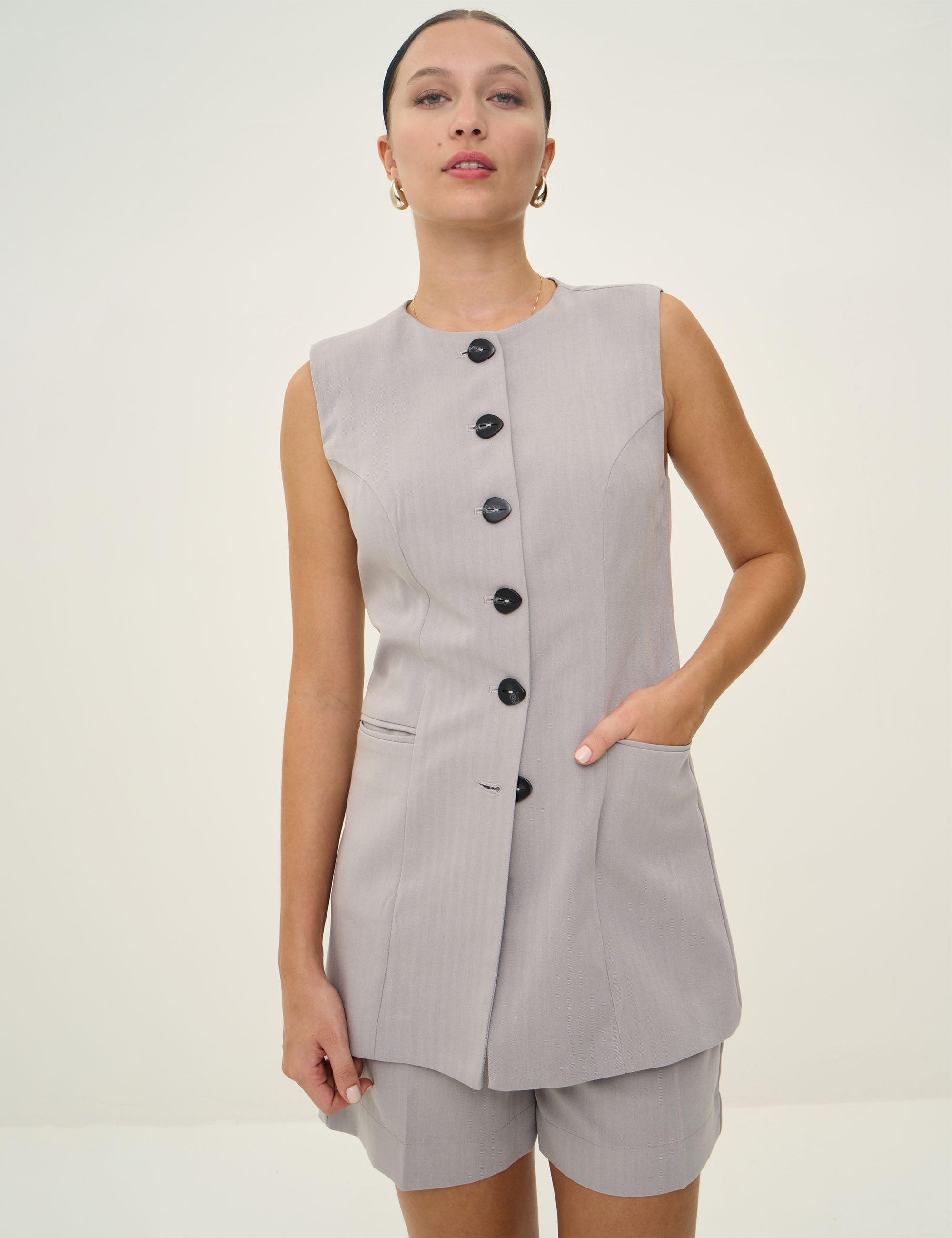 Colete Sophie Alfaiataria Cinza